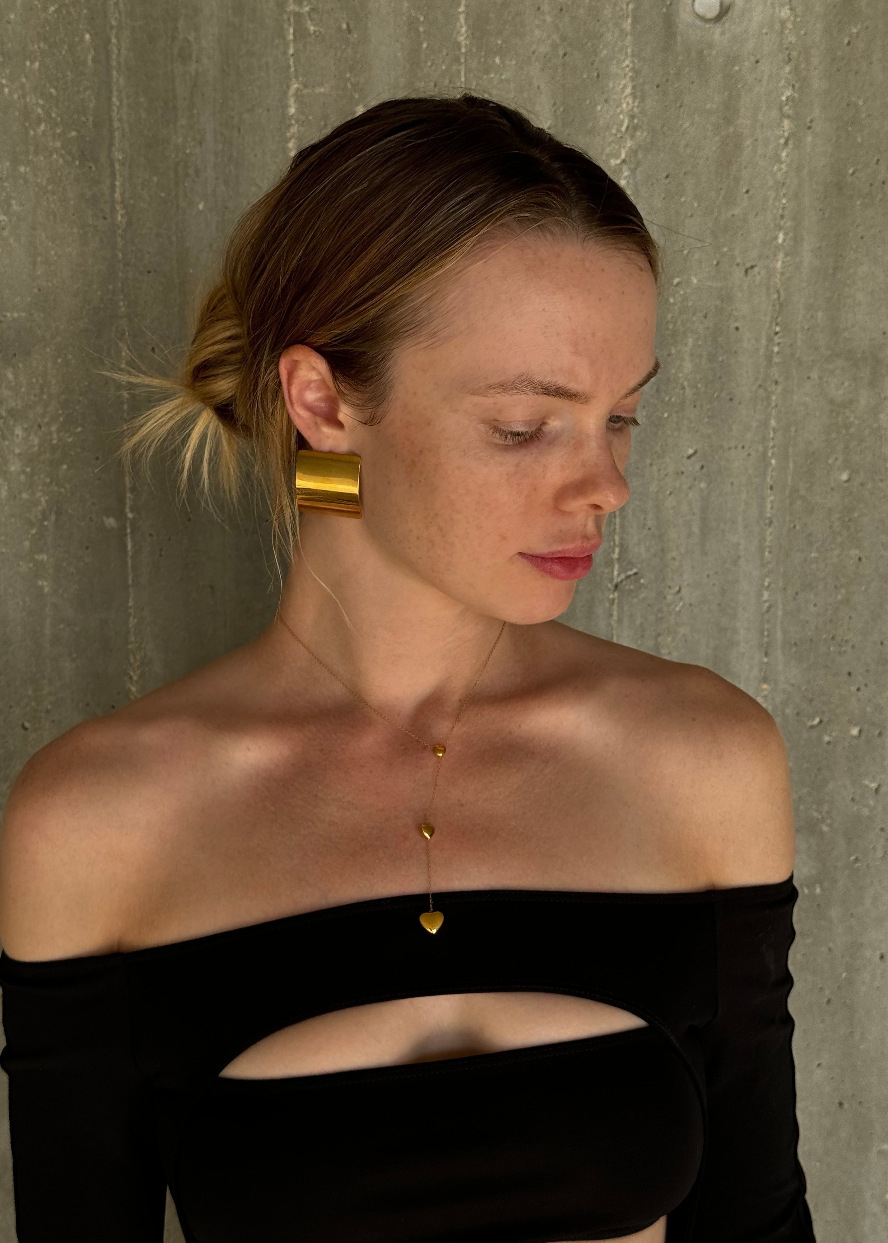 Chunky Square earrings gilded in 18-Carat Gold