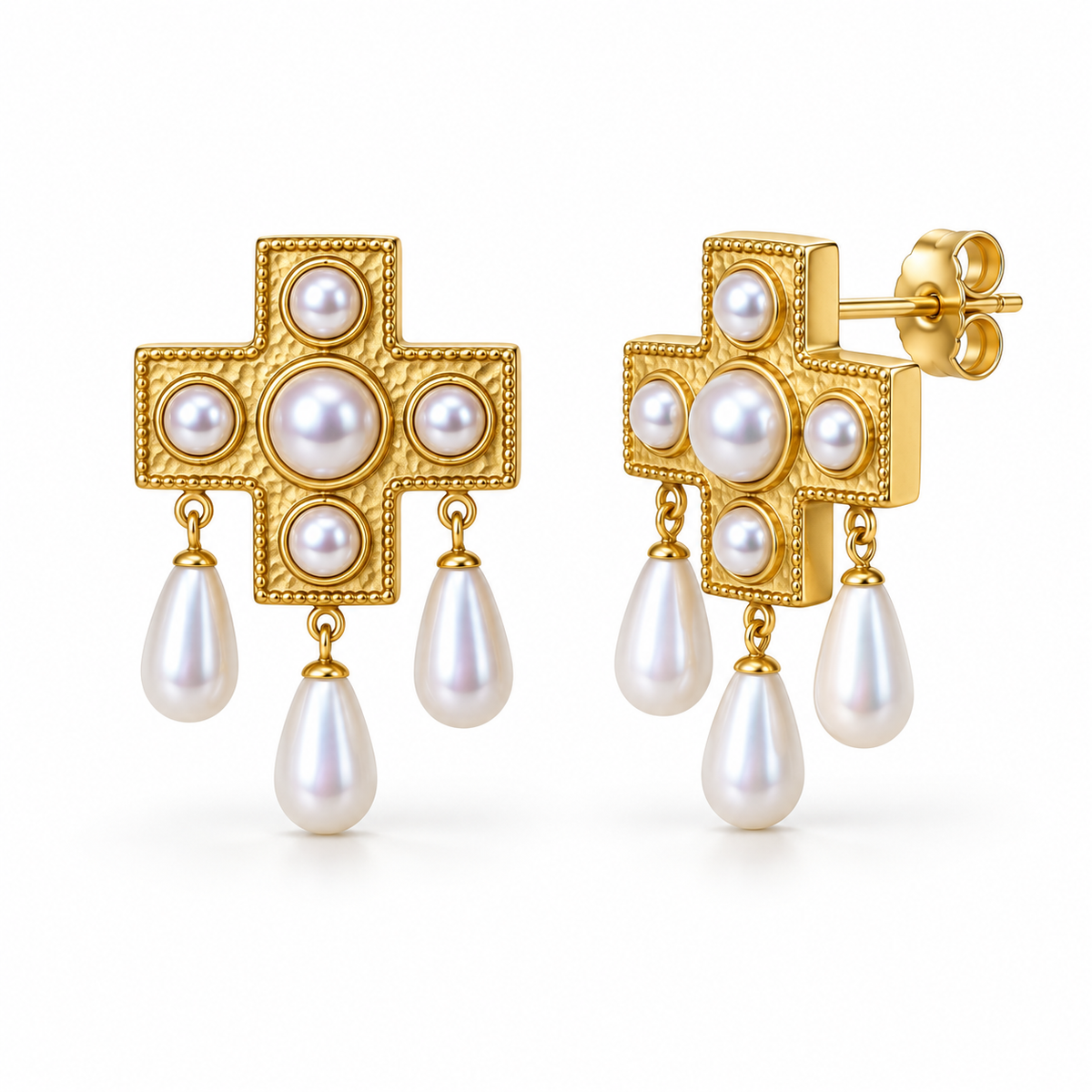 Royal Favour · Pearl Cross Earrings