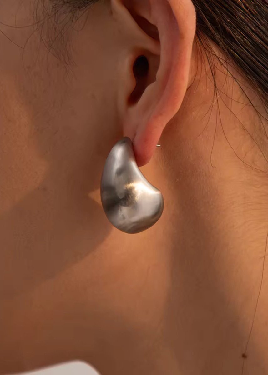 Drop Shaped Matte Earrings gilded in 925 Silver