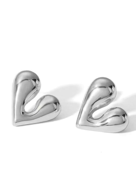 Geometric Stud Heart-shaped Earrings gilded in 925 Silver