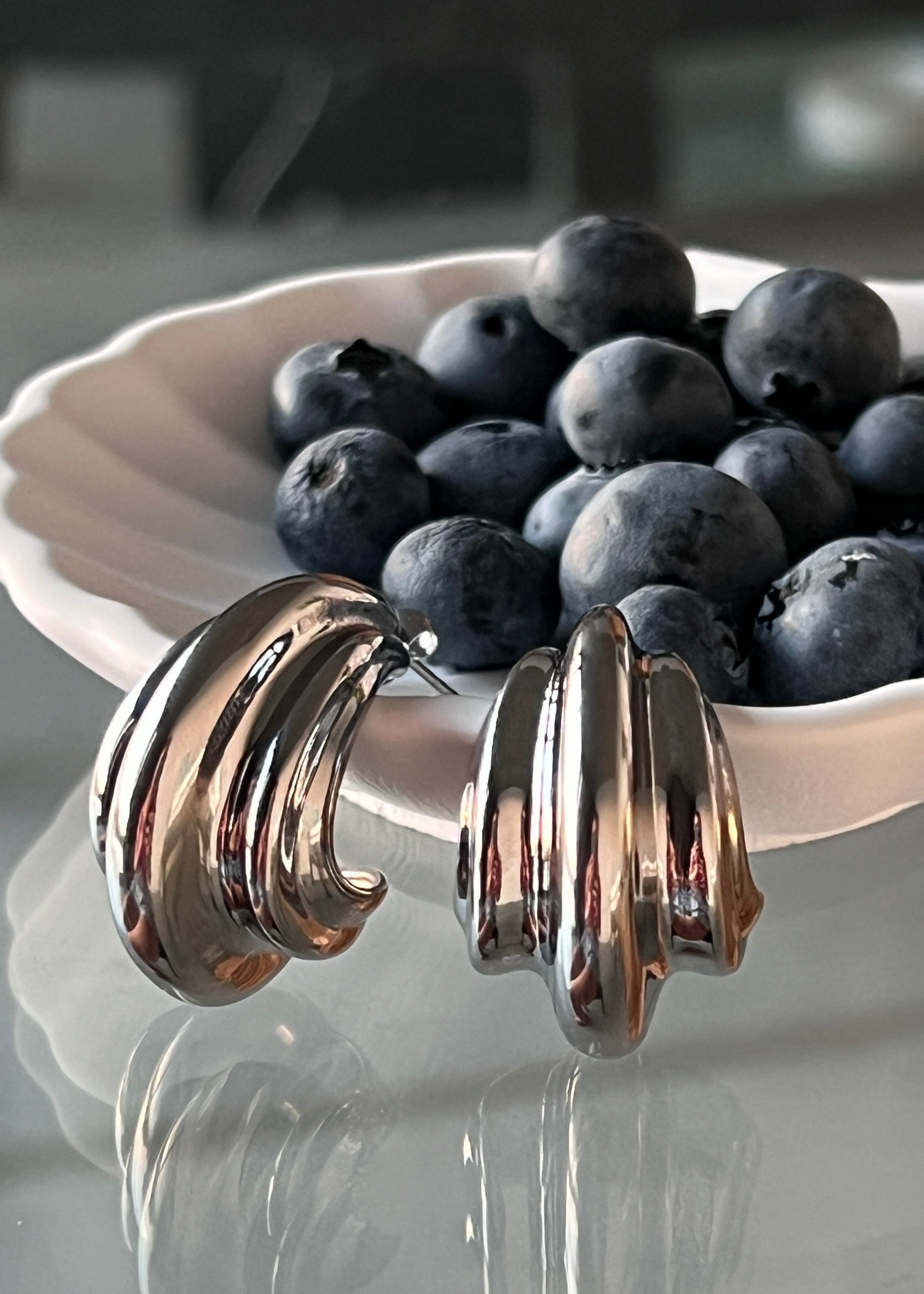 Wave Hoop Earring gilded in 925 Silver