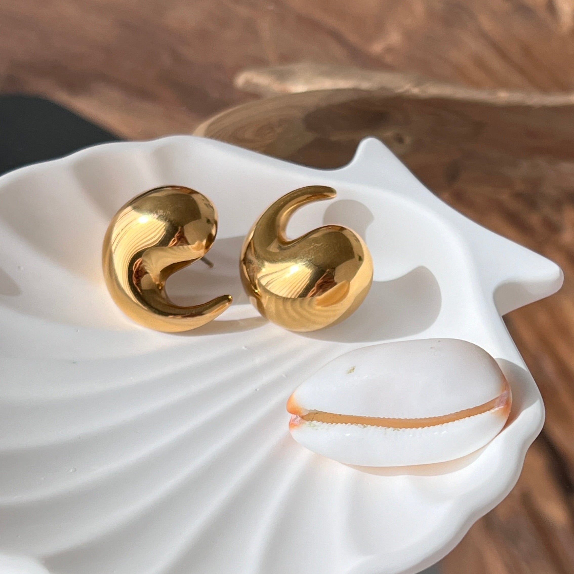 Comma-shaped Drop Earrings in 18-
Carat Gold