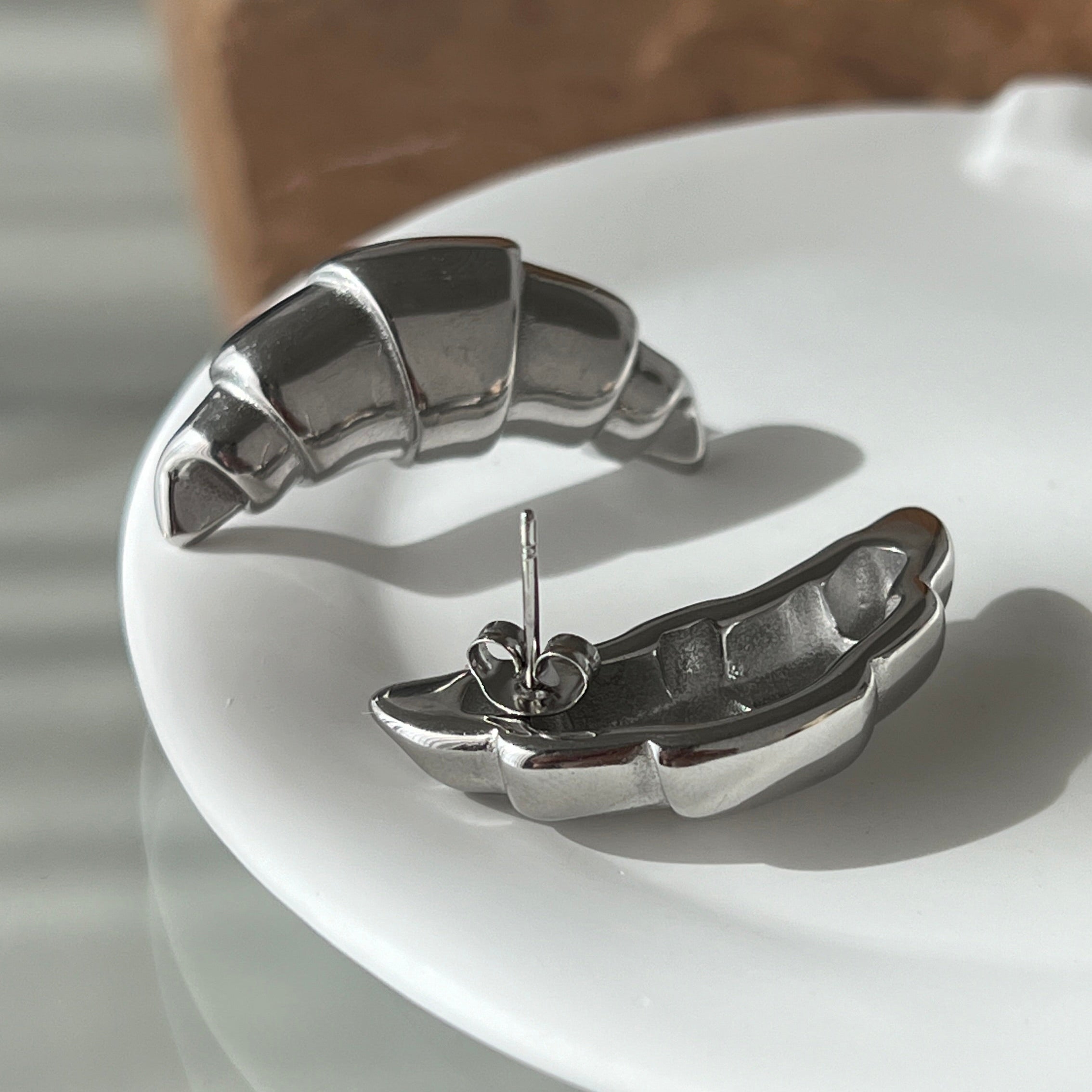 Croissant-shaped Drop Earrings gilded in 925 Silver