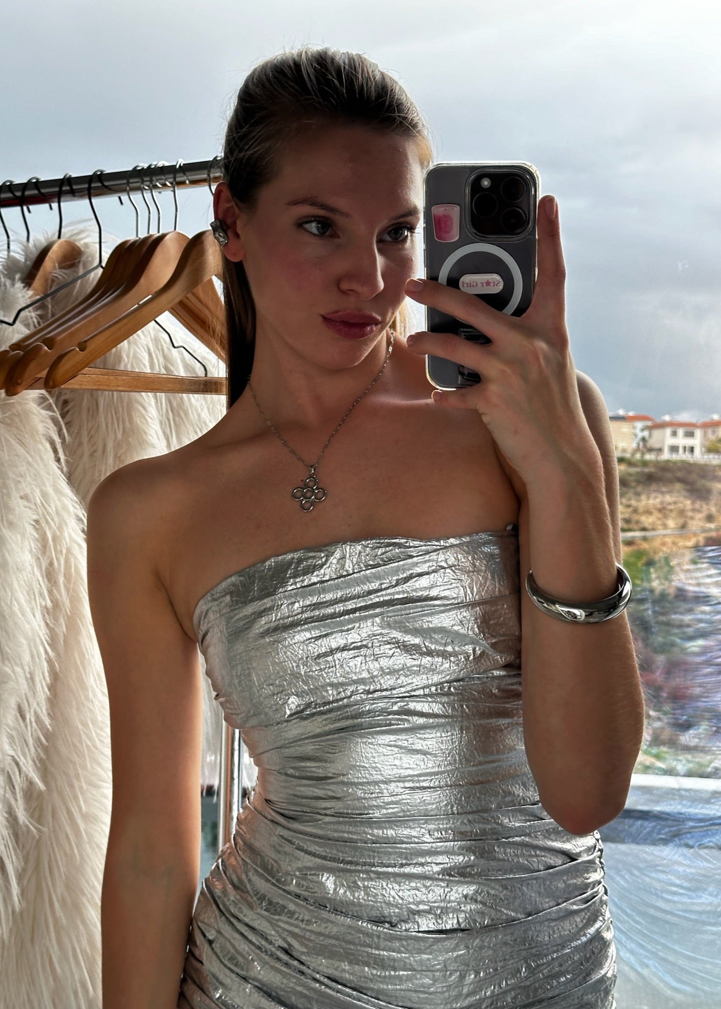 Exquisite Round Bangle Bracelet gilded in 925 Silver