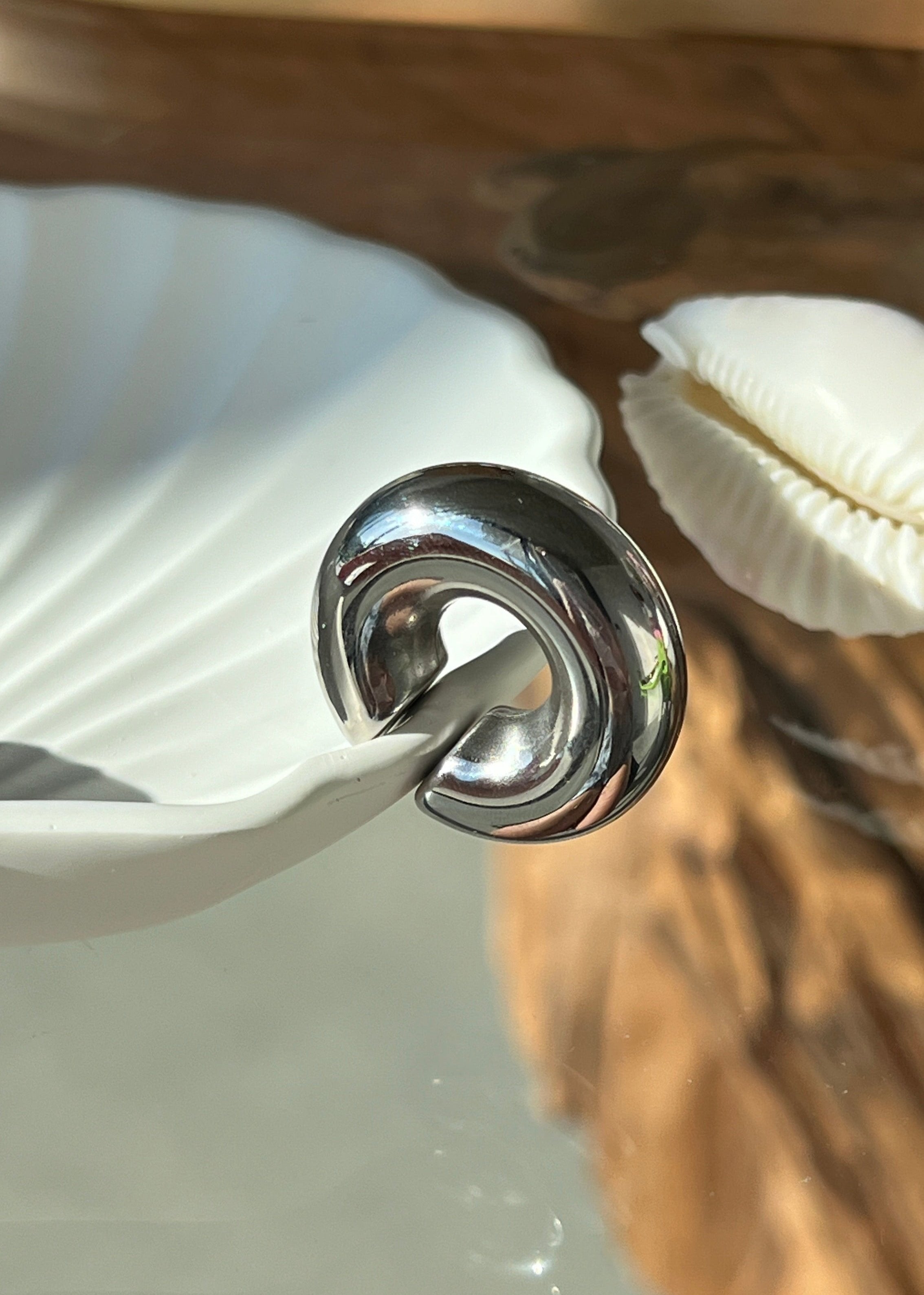 Large Silver Ear Cuff gilded in 925 Silver