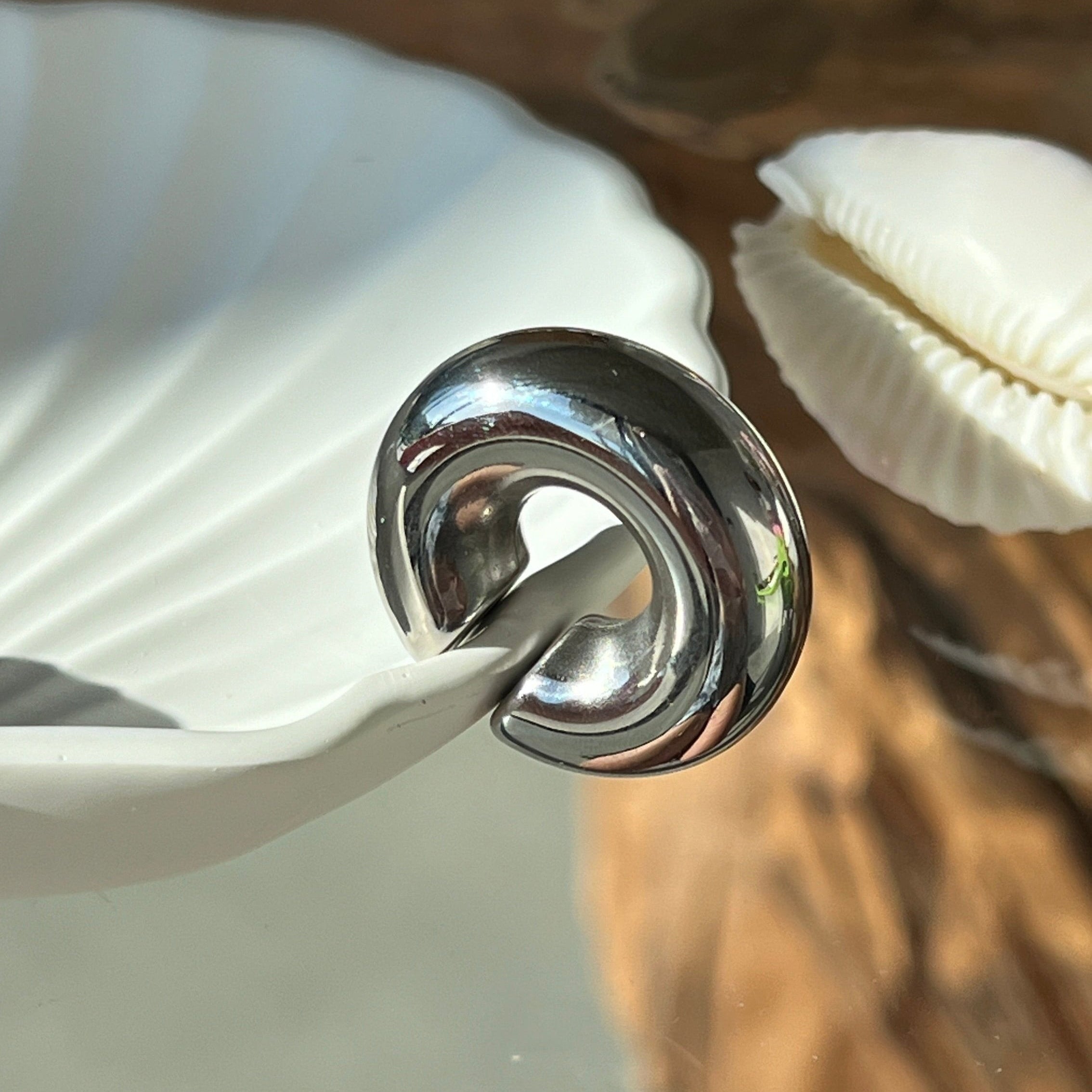Large Silver Ear Cuff gilded in 925 Silver
