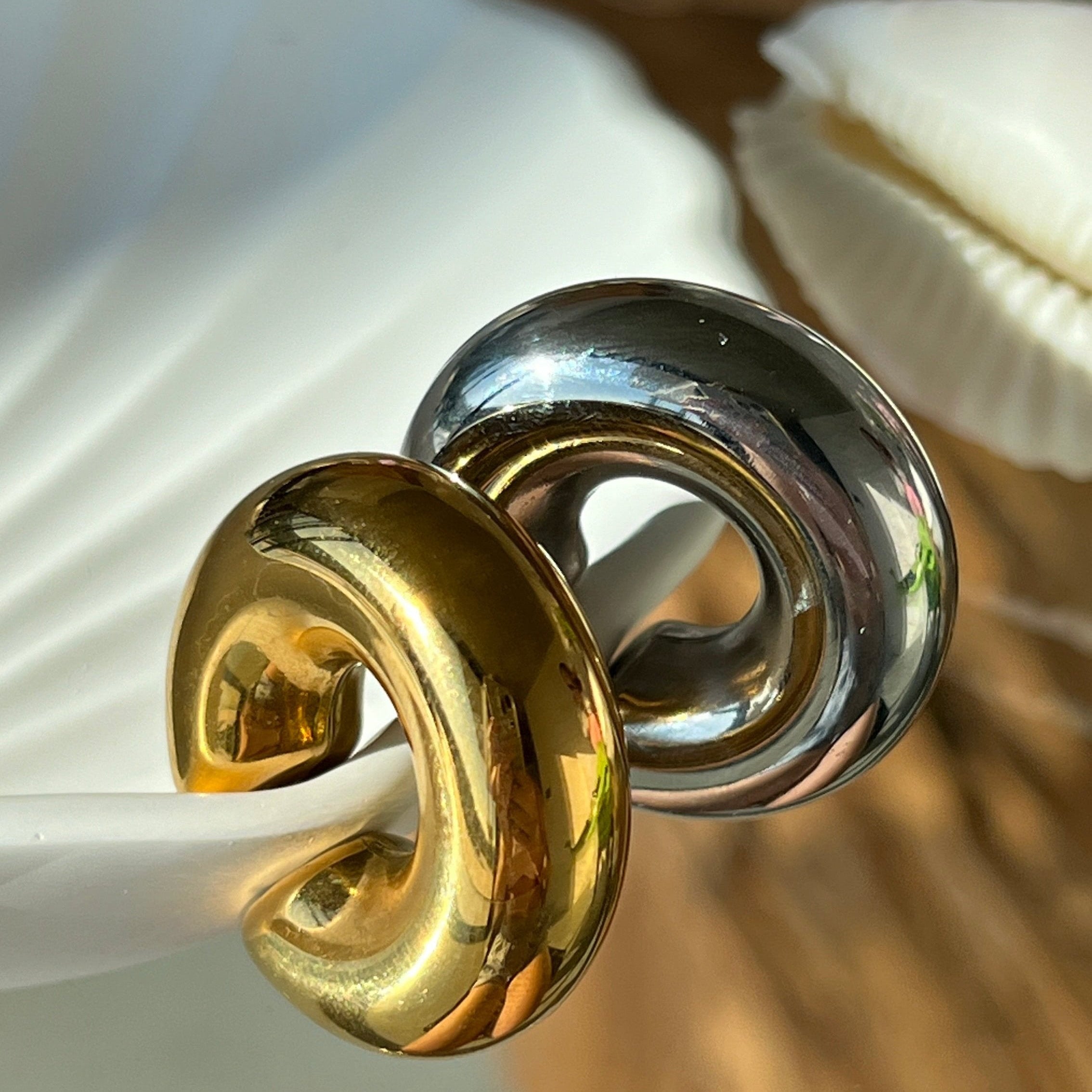 Large Silver Ear Cuff gilded in 925 Silver