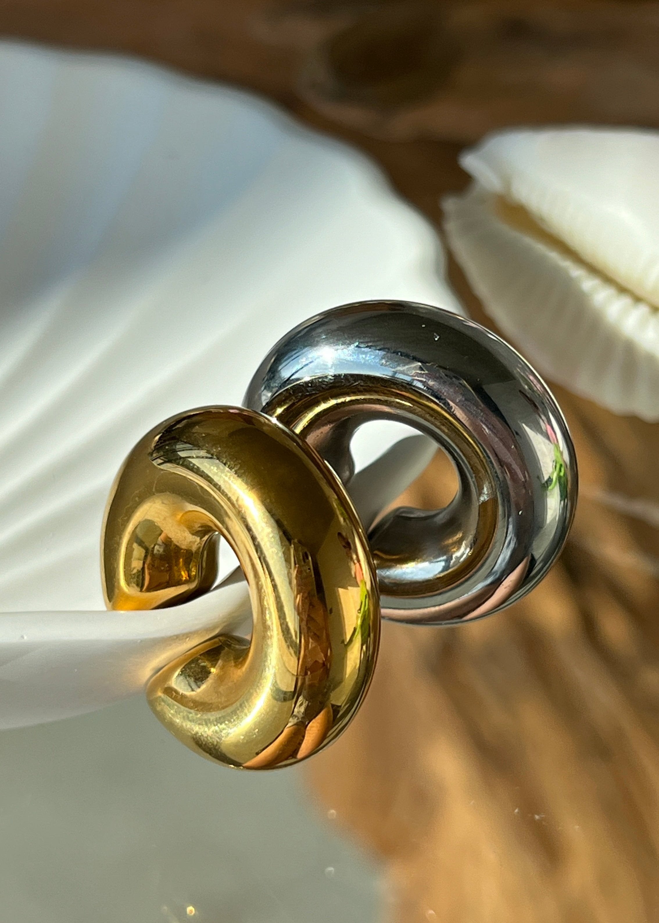 Large Silver Ear Cuff gilded in 925 Silver