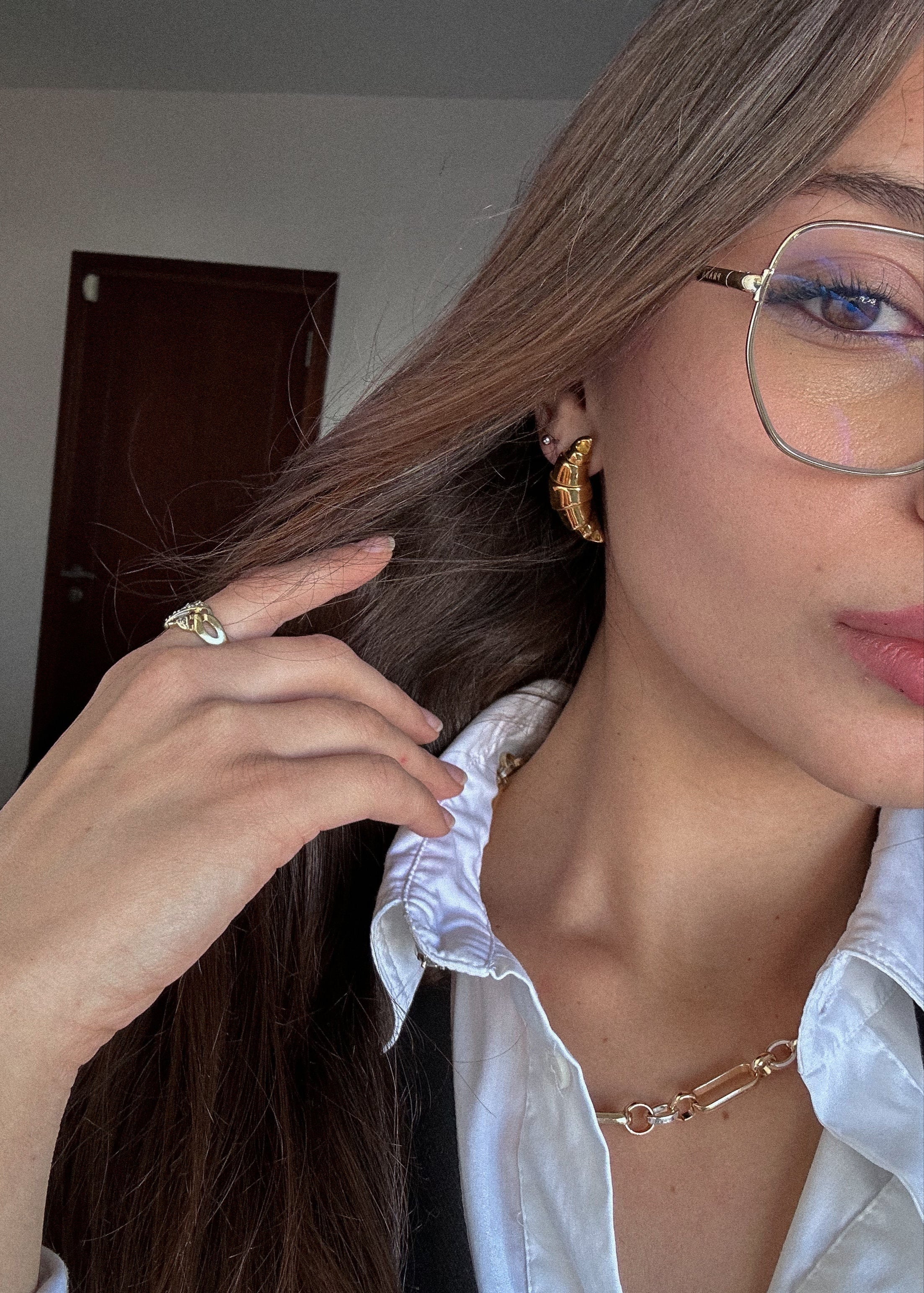 Croissant-shaped Drop Earrings gilded in 18-Carat Gold