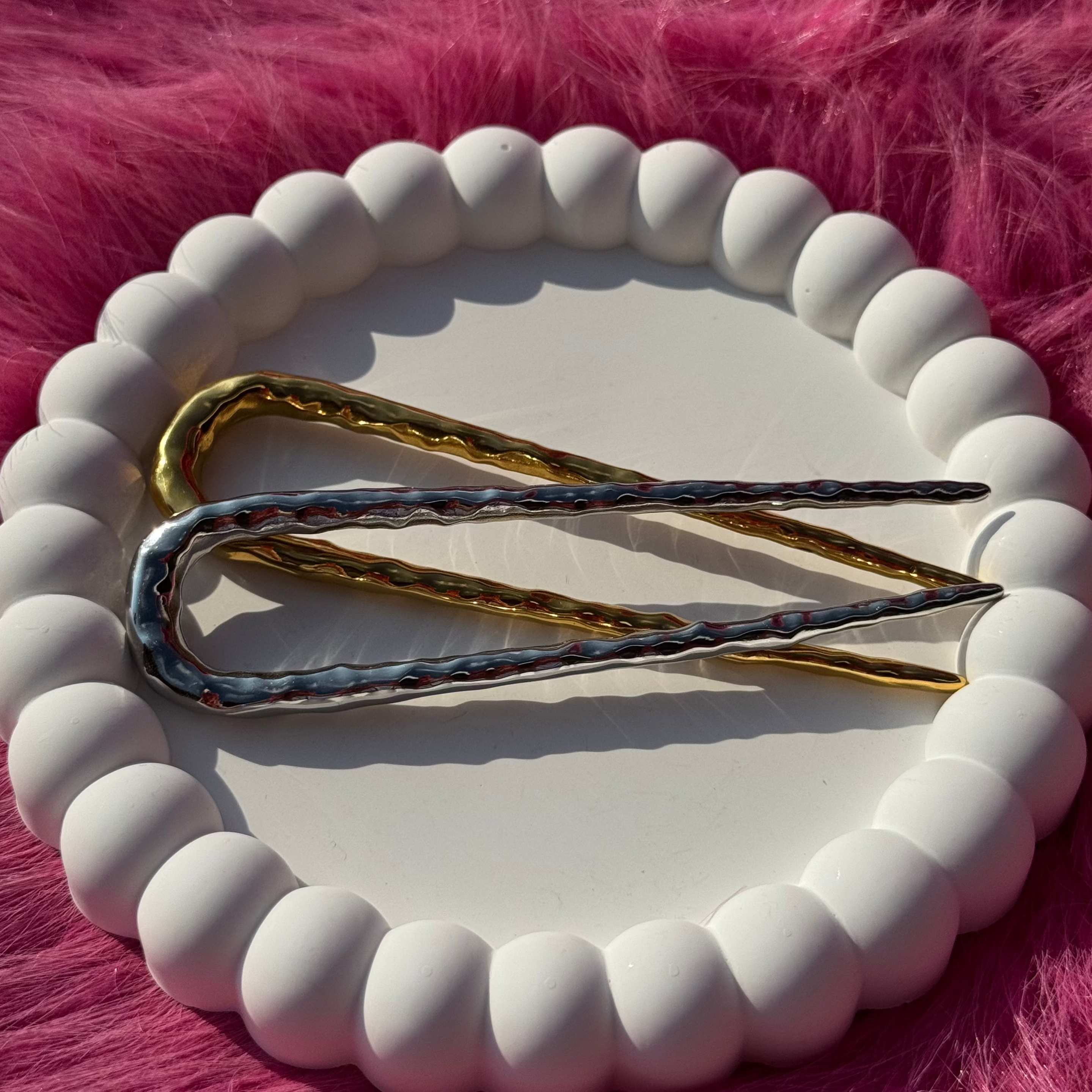 Hair pin gilded in 925 Silver