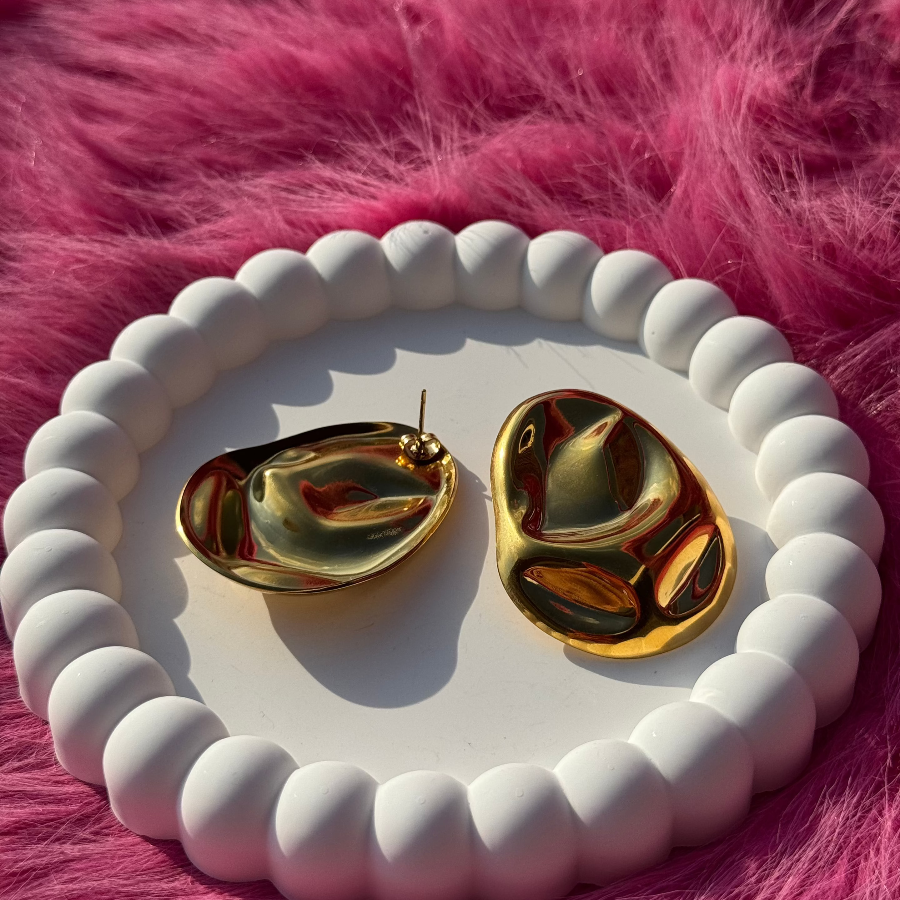 Chunky big earrings gilded in 18-Carat Gold