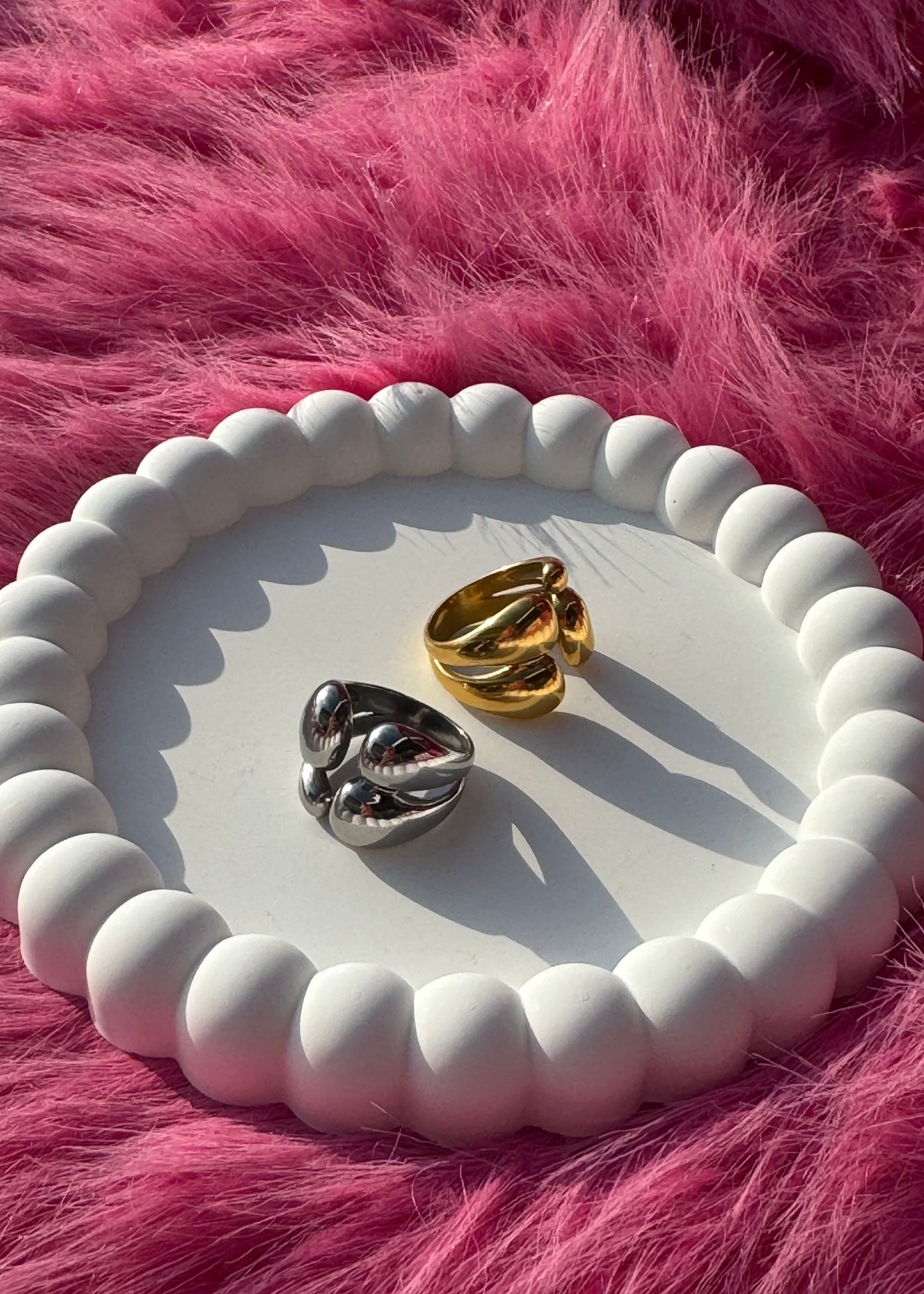 Double shaped Ring gilded in 925 Silver