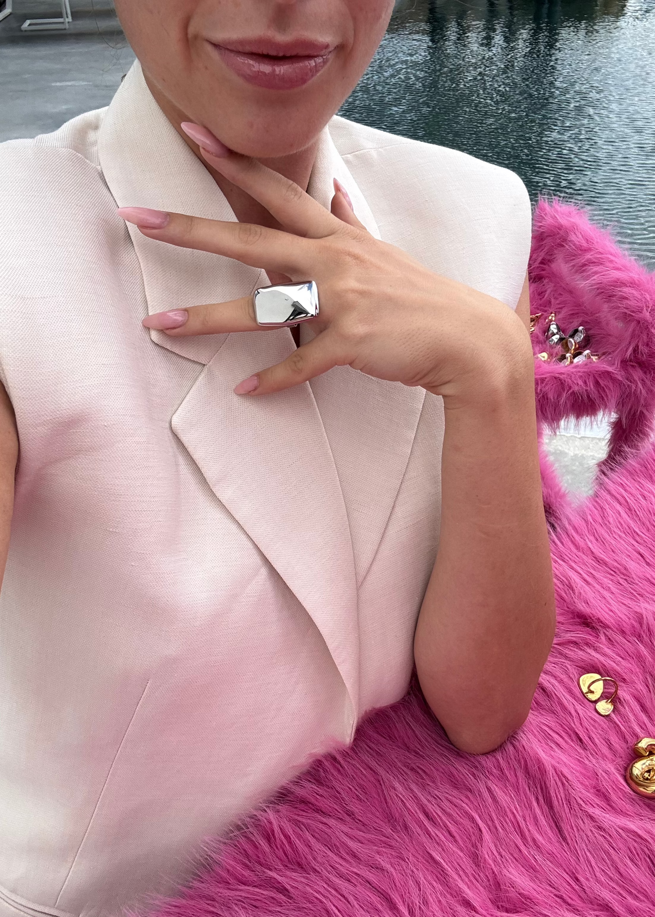 Rectangular Ring gilded in 925 Silver