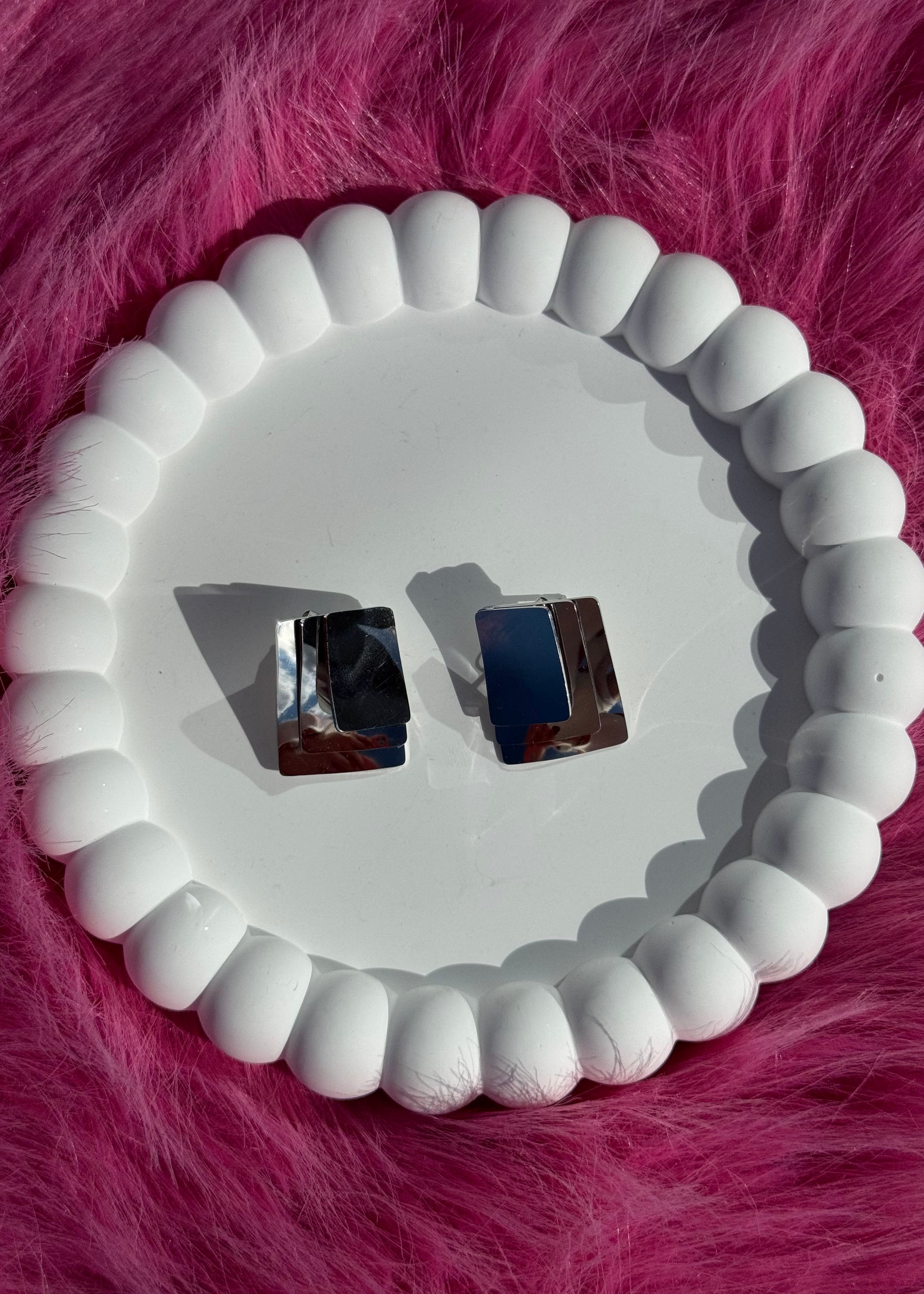 Squares earrings gilded in 925 Silver