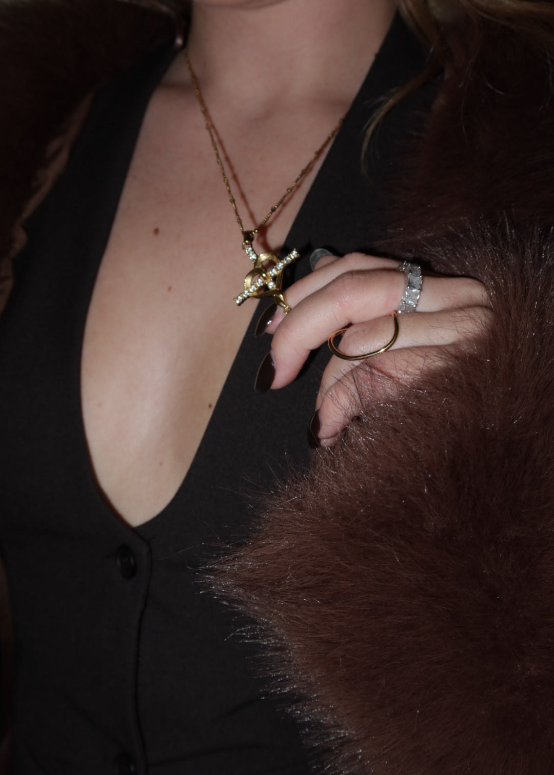 Cross neckless with CZ gilded in 18-Carat Gold