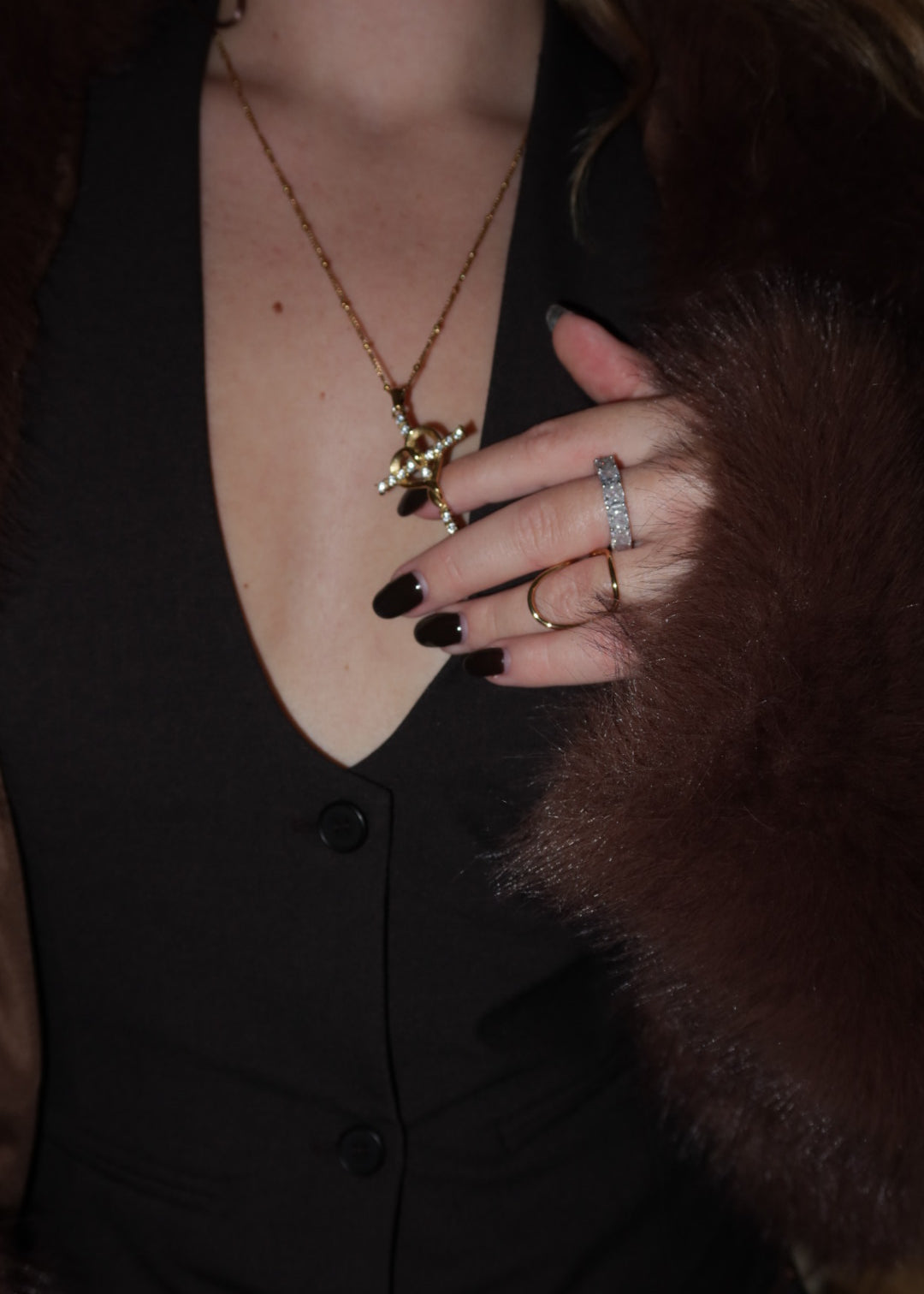 Cross neckless with CZ gilded in 18-Carat Gold