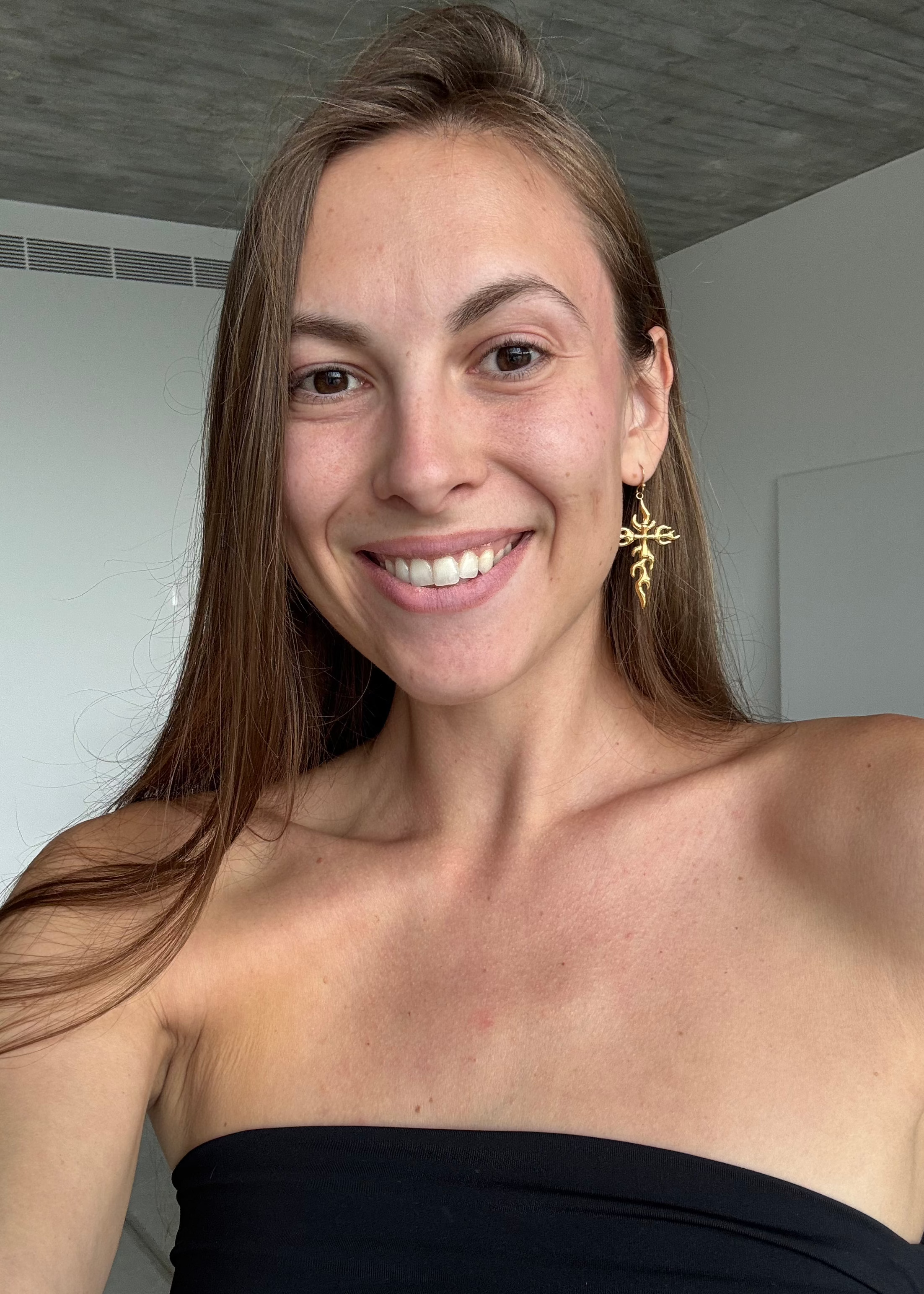 Cross earrings gilded in 18-Carat Gold