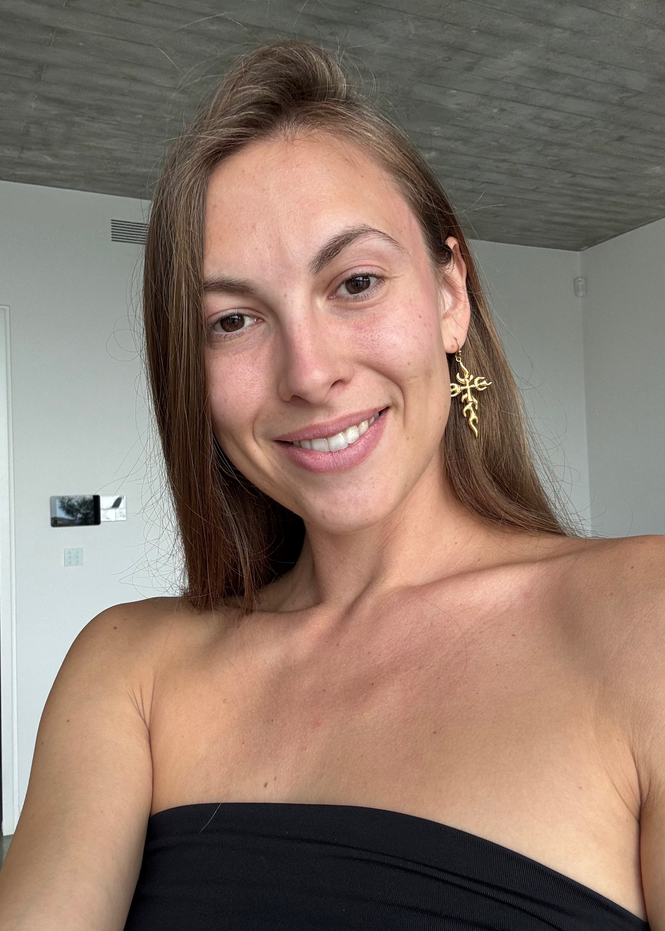 Cross earrings gilded in 18-Carat Gold