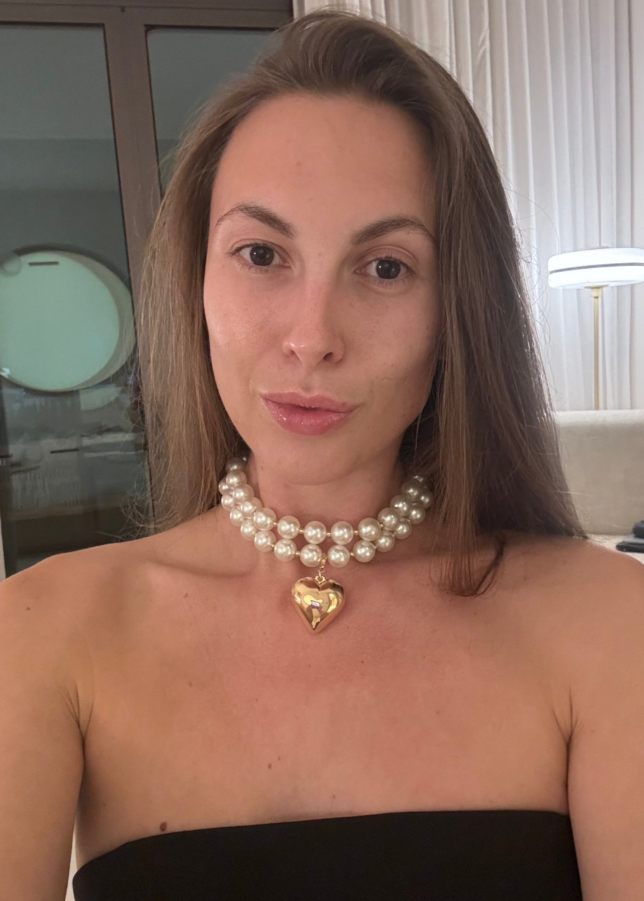 BIG PEARL LOVE CHOKER GILDED IN 18-CARAT GOLD