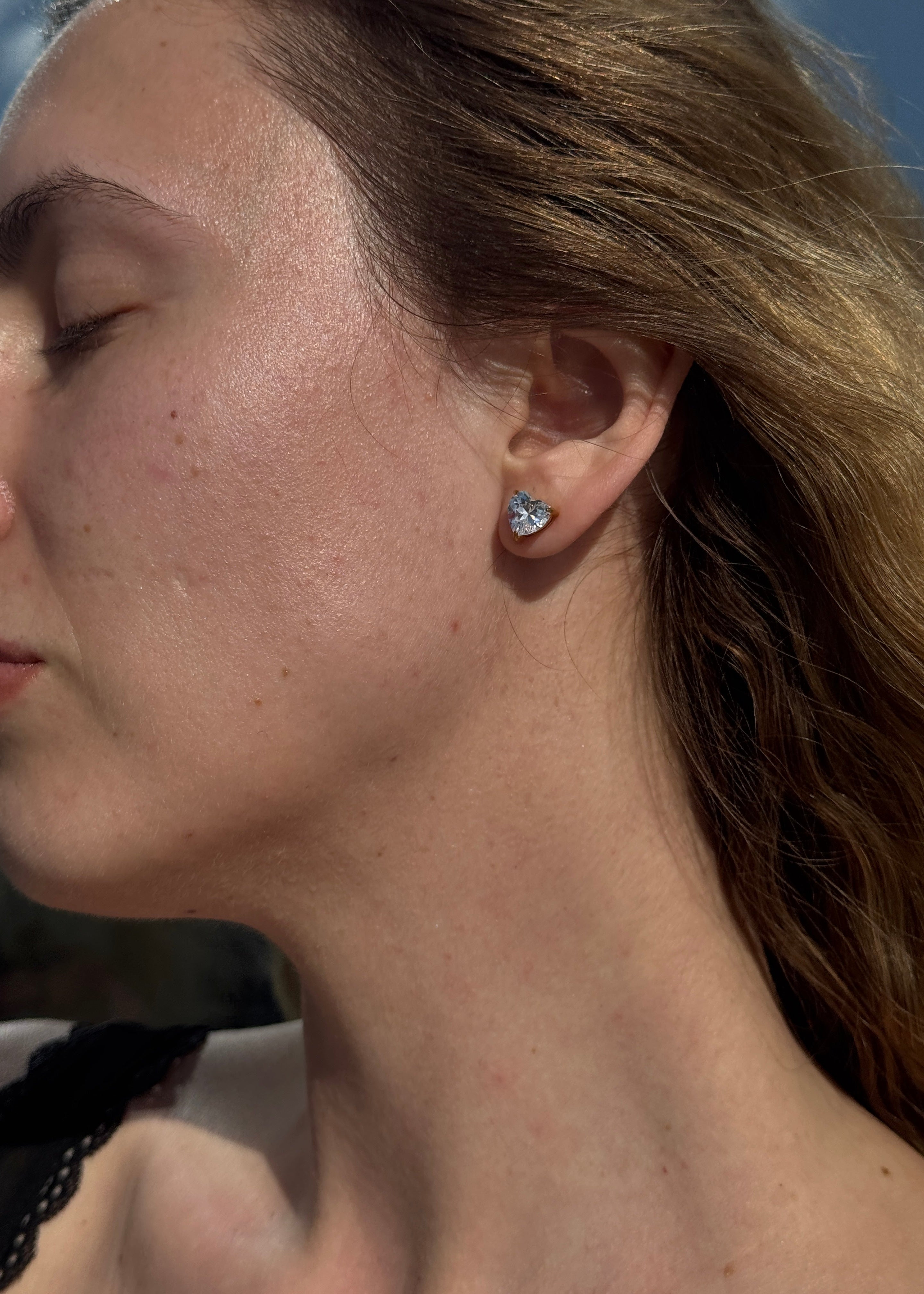 Heart CZ stone Earrings gilded in 18-Carat Gold