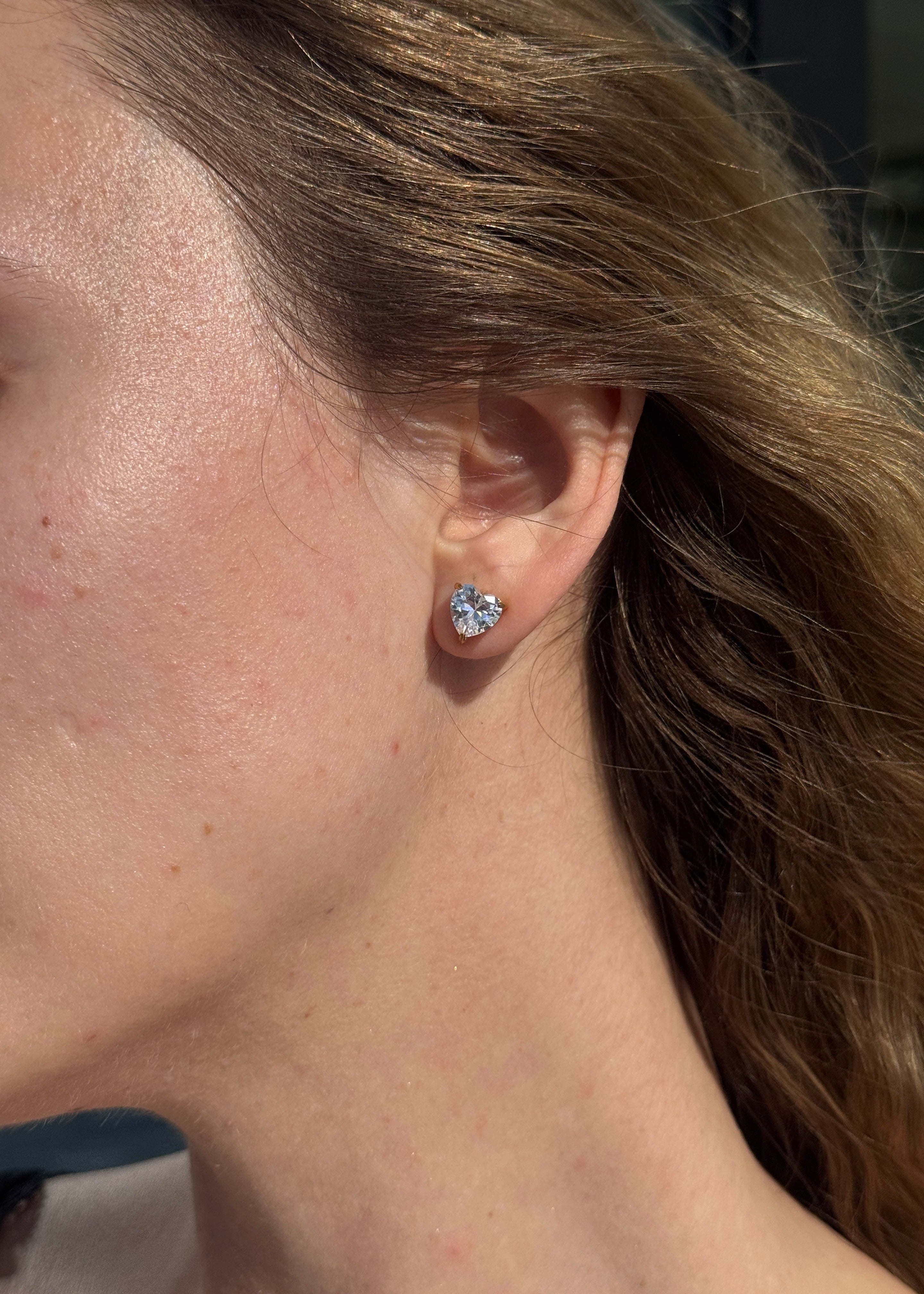 Heart CZ stone Earrings gilded in 18-Carat Gold