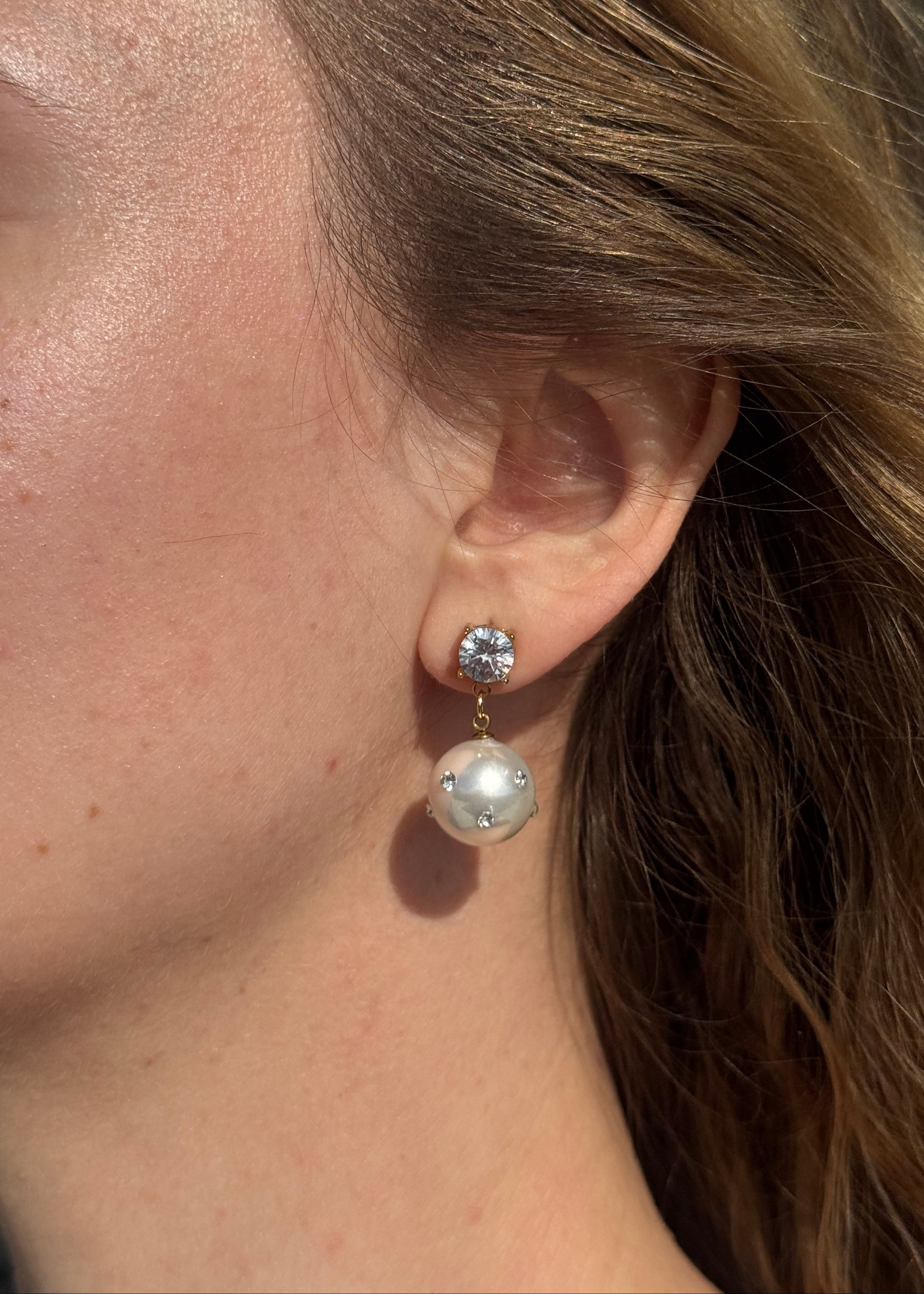 Pearl Ball Chunky Earrings gilded in 18-Carat Gold