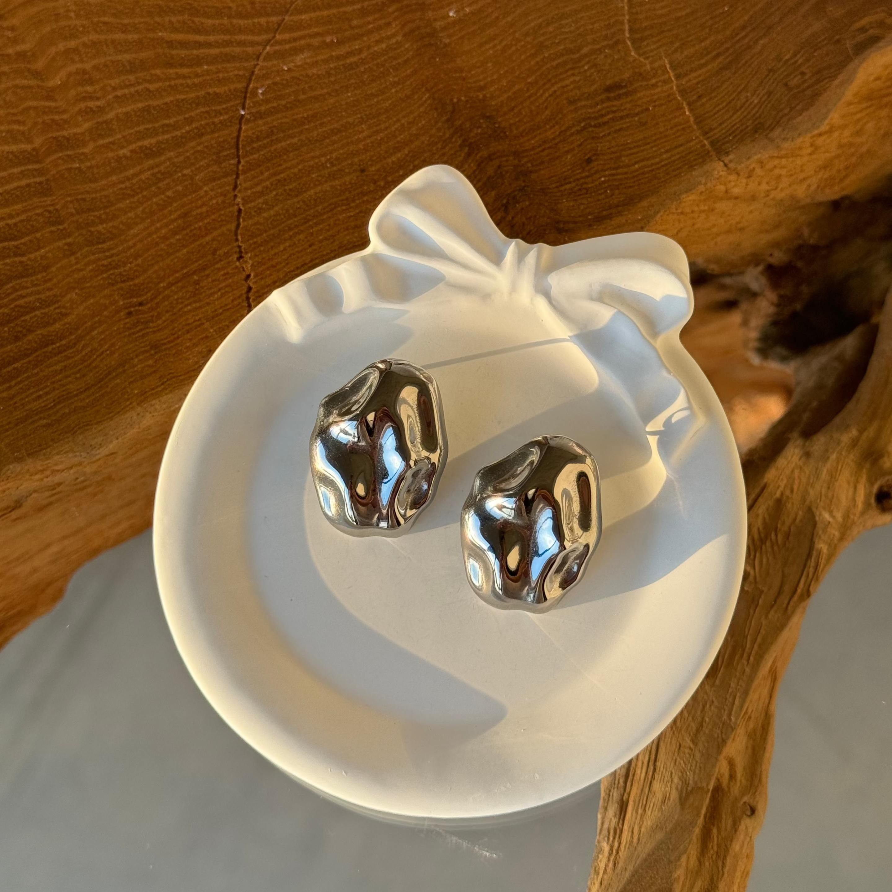 Round-shaped Drop Earrings gilded in 925 Silver