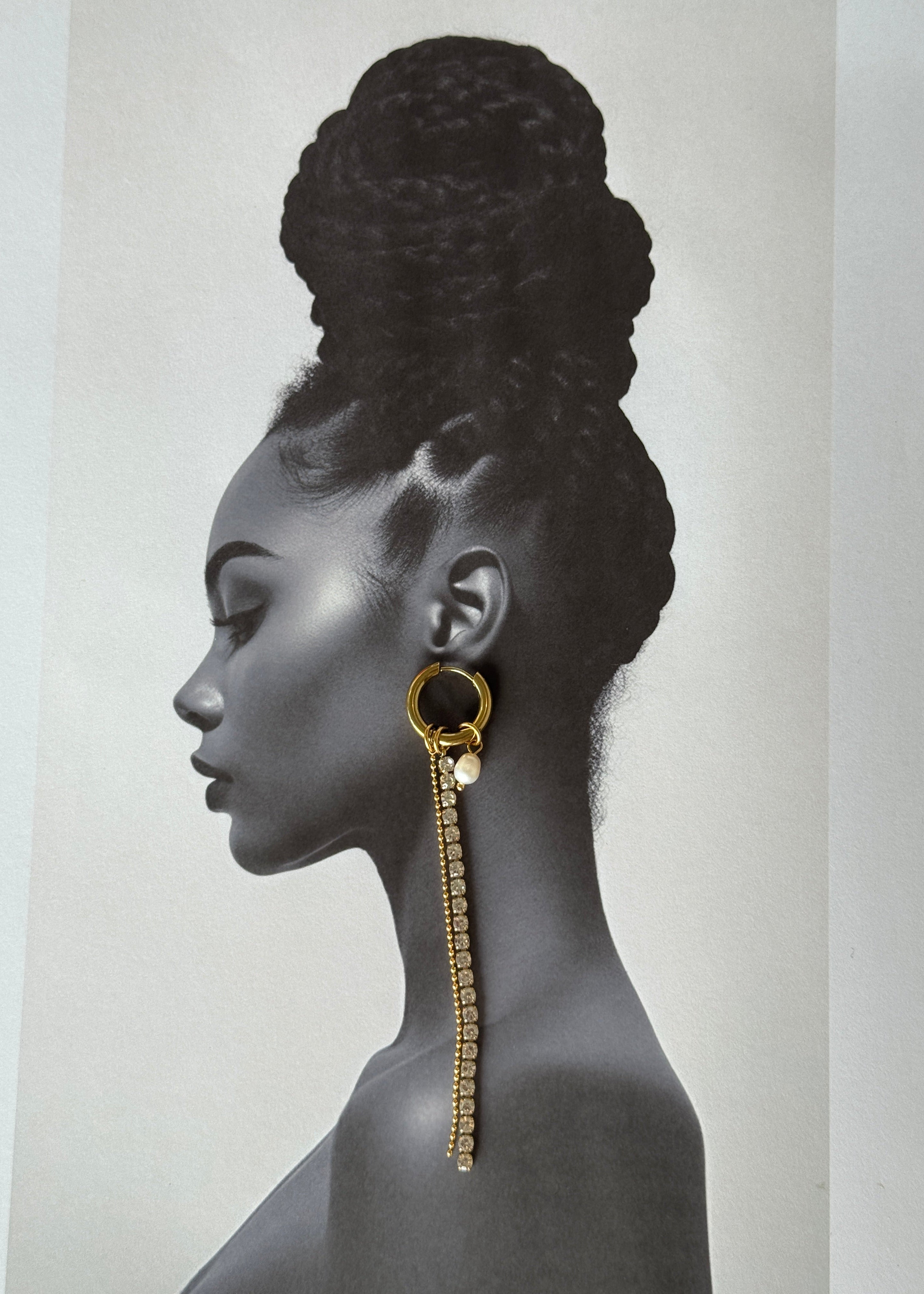 Long Drop Earrings with pearls gilded in 18-Carat Gold