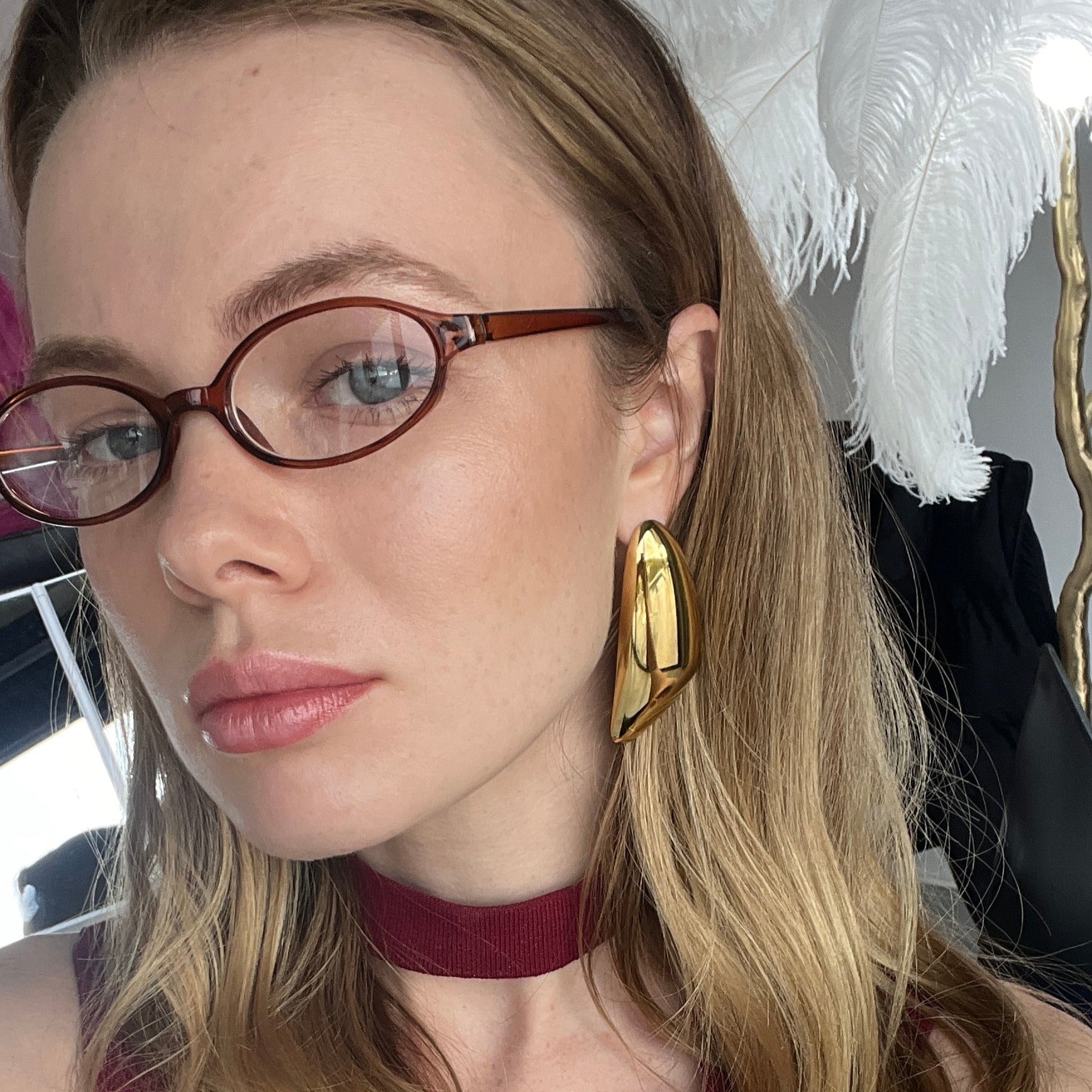 Long Chunky earrings gilded in 18-Carat Gold