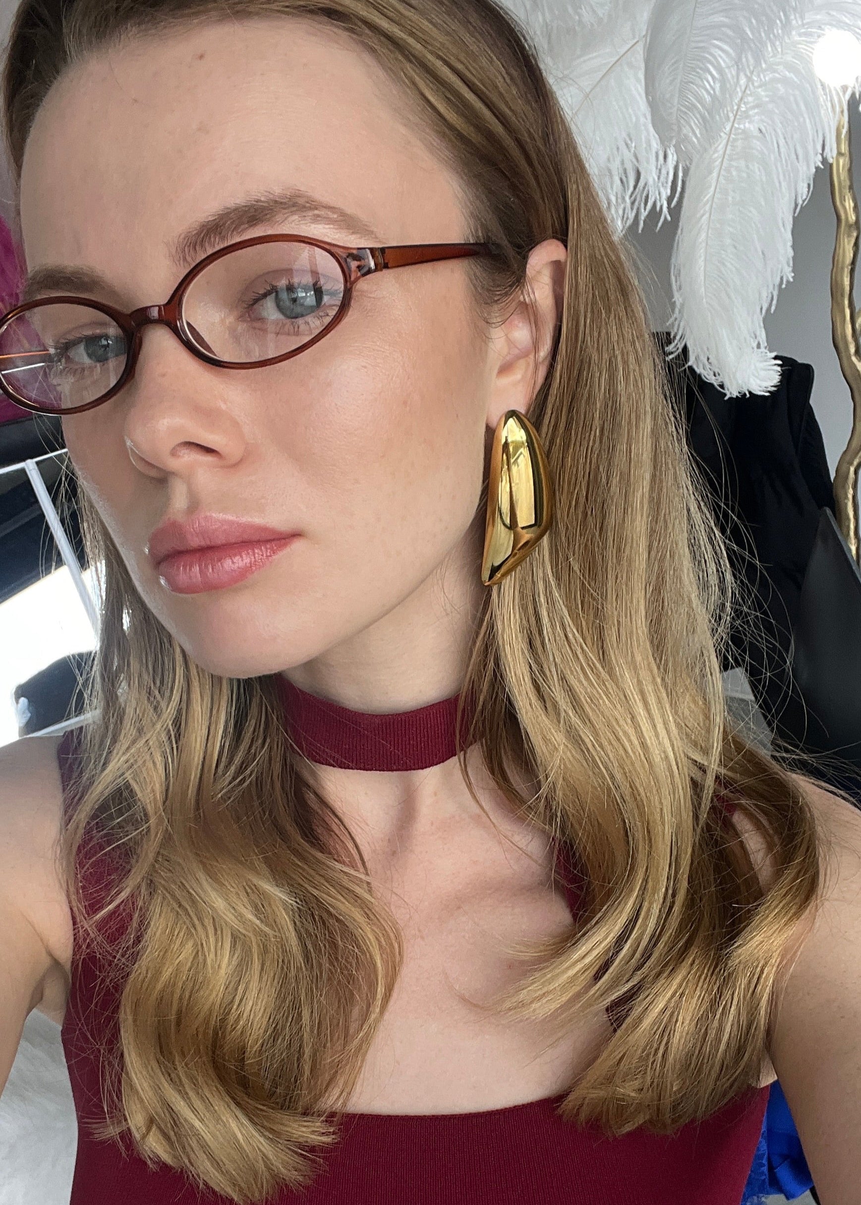 Long Chunky earrings gilded in 18-Carat Gold