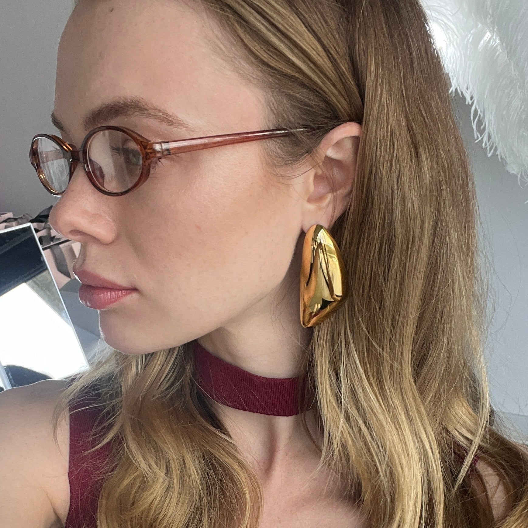 Long Chunky earrings gilded in 18-Carat Gold