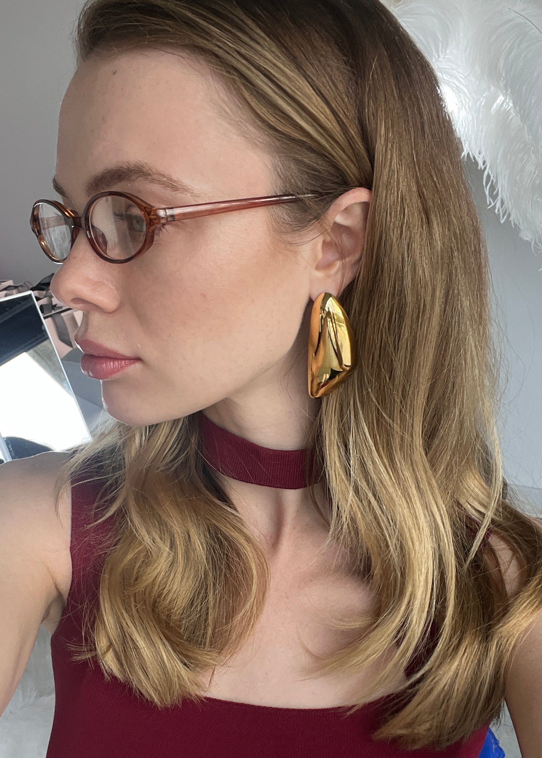 Long Chunky earrings gilded in 18-Carat Gold