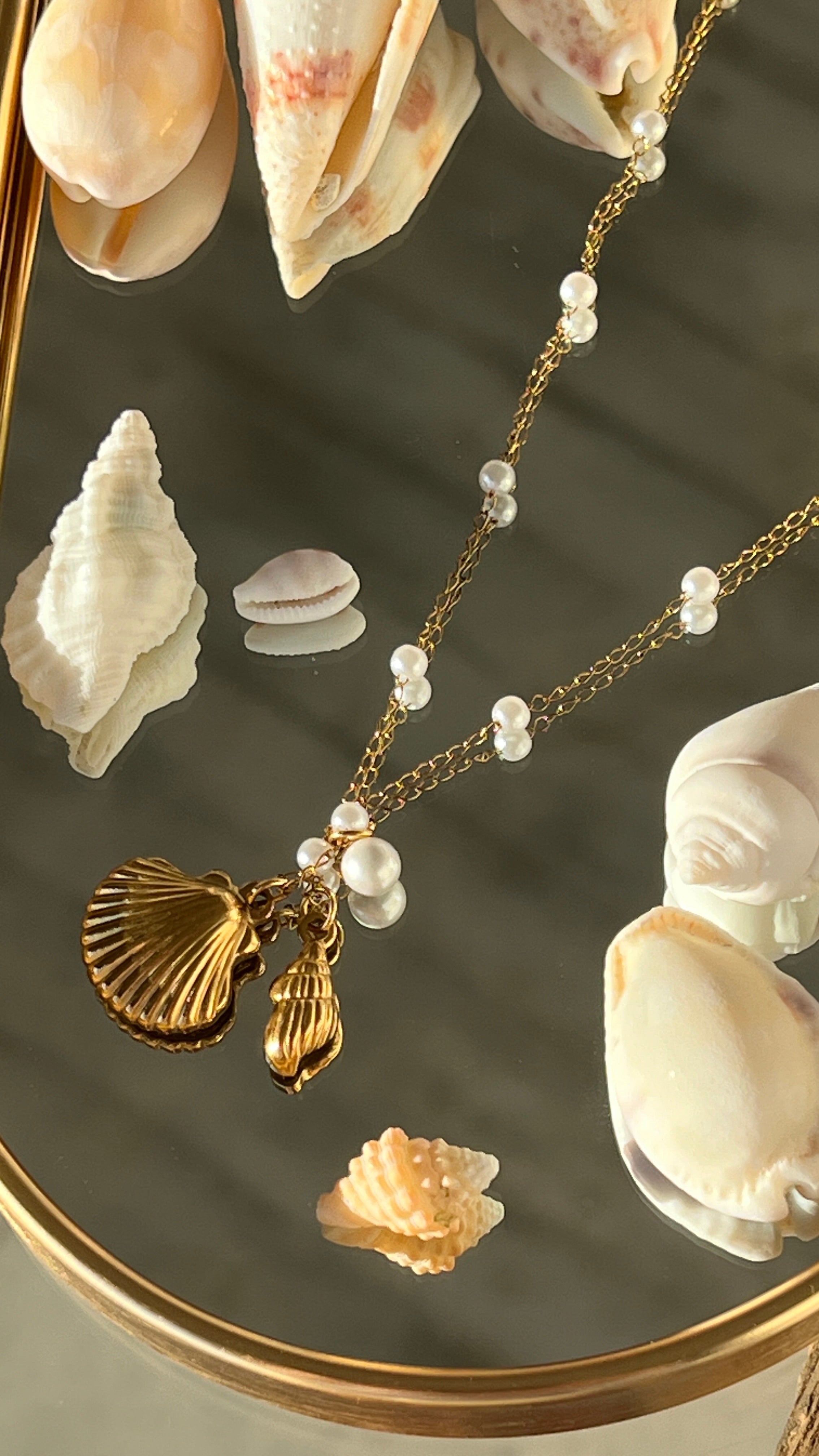 Summer Must have Shell pendent neckless gilded in 18-Carat Gold