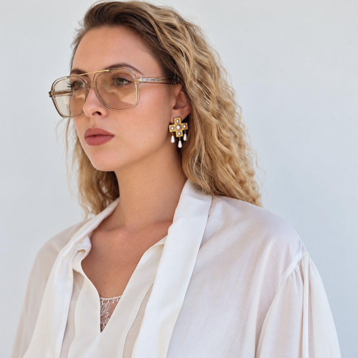 Royal Favour · Pearl Cross Earrings