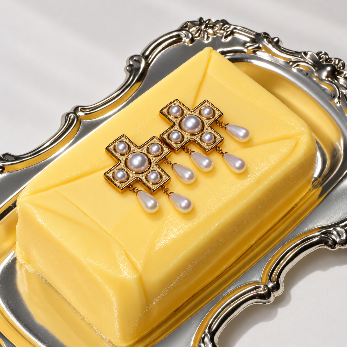 Royal Favour · Pearl Cross Earrings