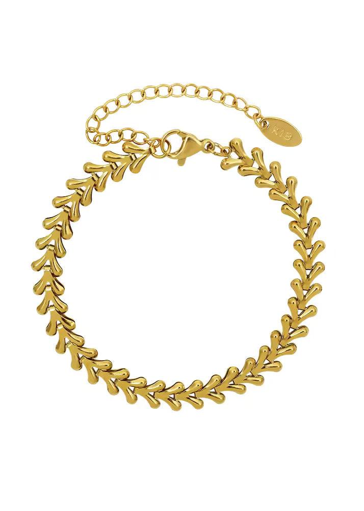 Wheat inspired Bracelet gilded in 18-
Carat Gold