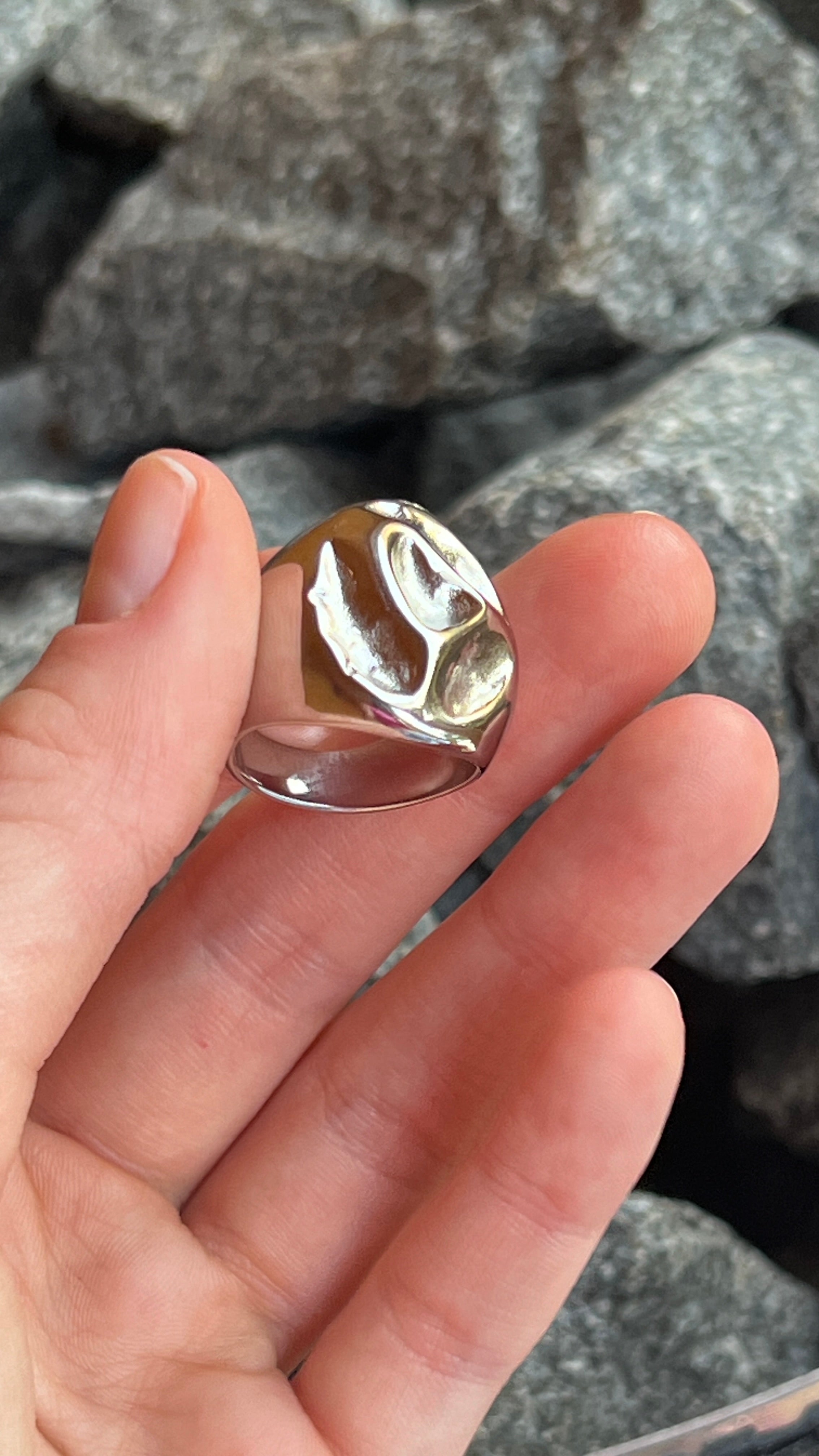 Irregular Bold chunky Ring gilded in 925 Silver