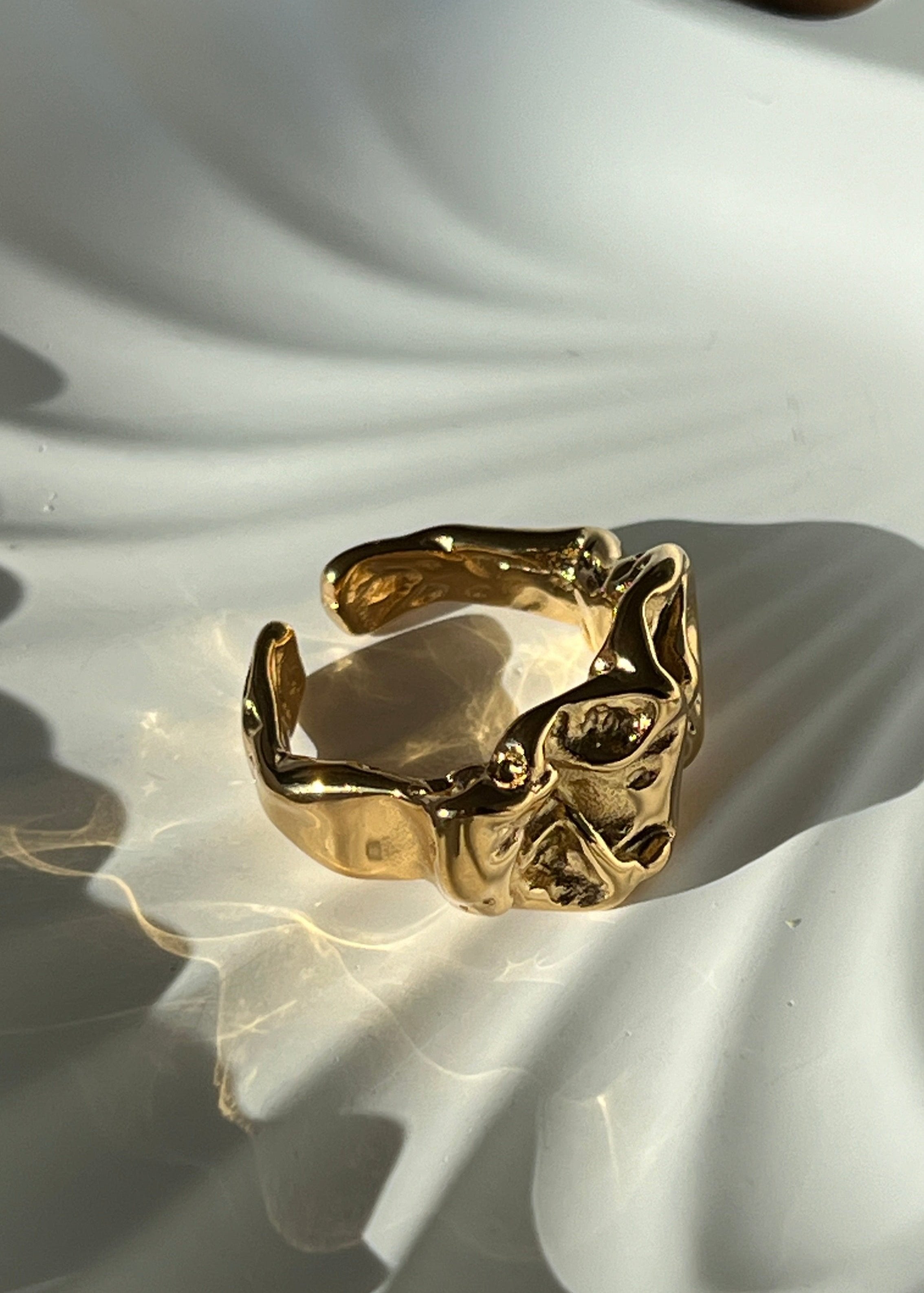 Sculpture chunky Ring gilded in 18-Carat Gold