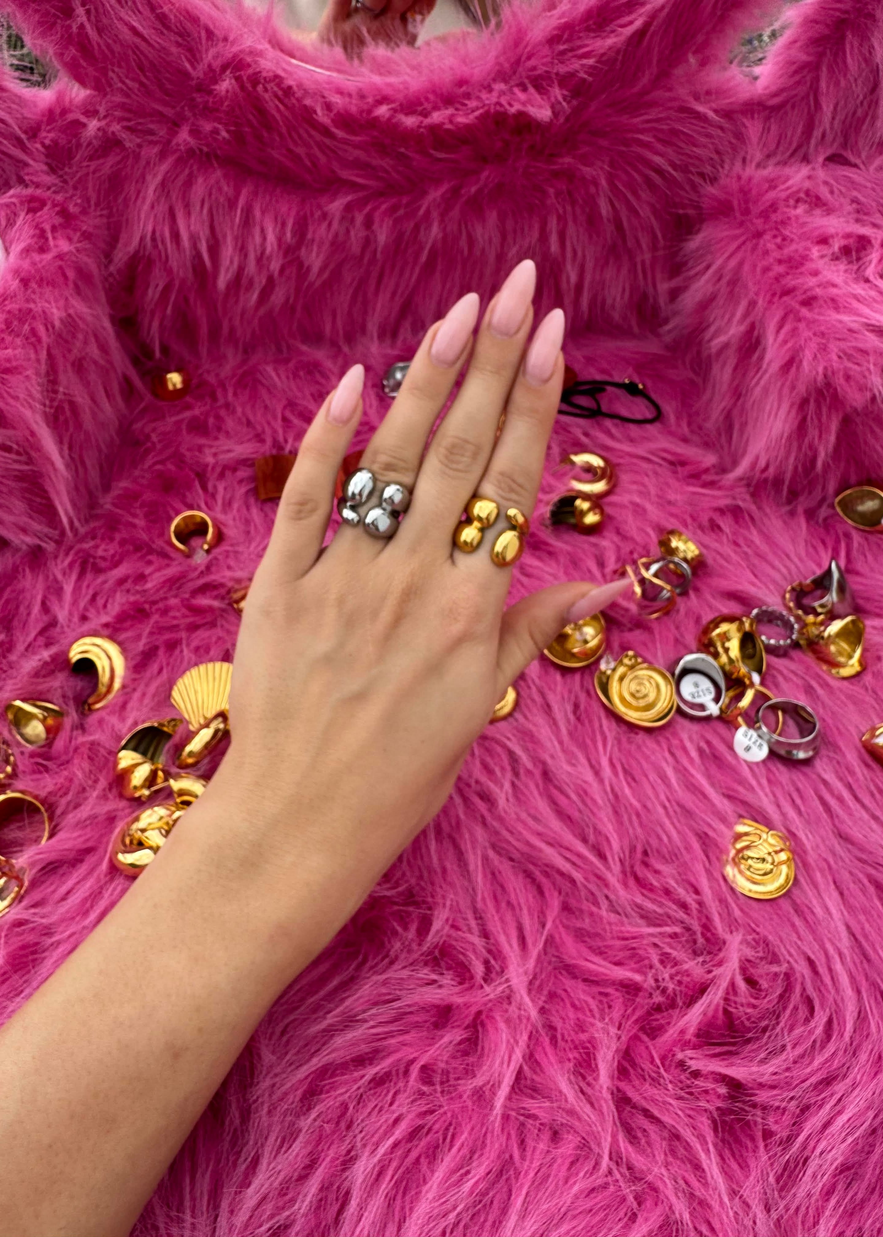 Double Heart-shaped Ring gilded in 18-Carat Gold