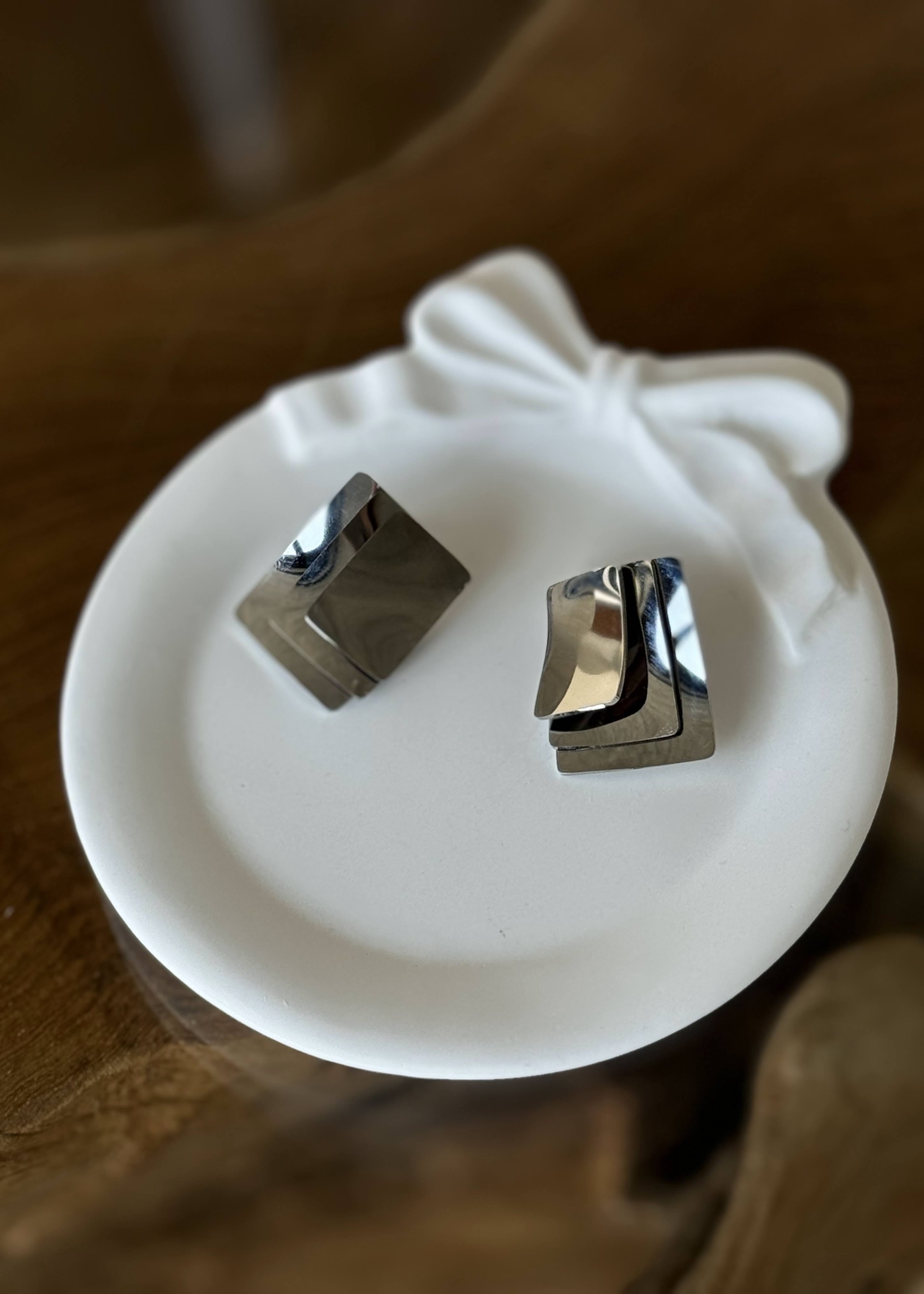 Squares earrings gilded in 925 Silver