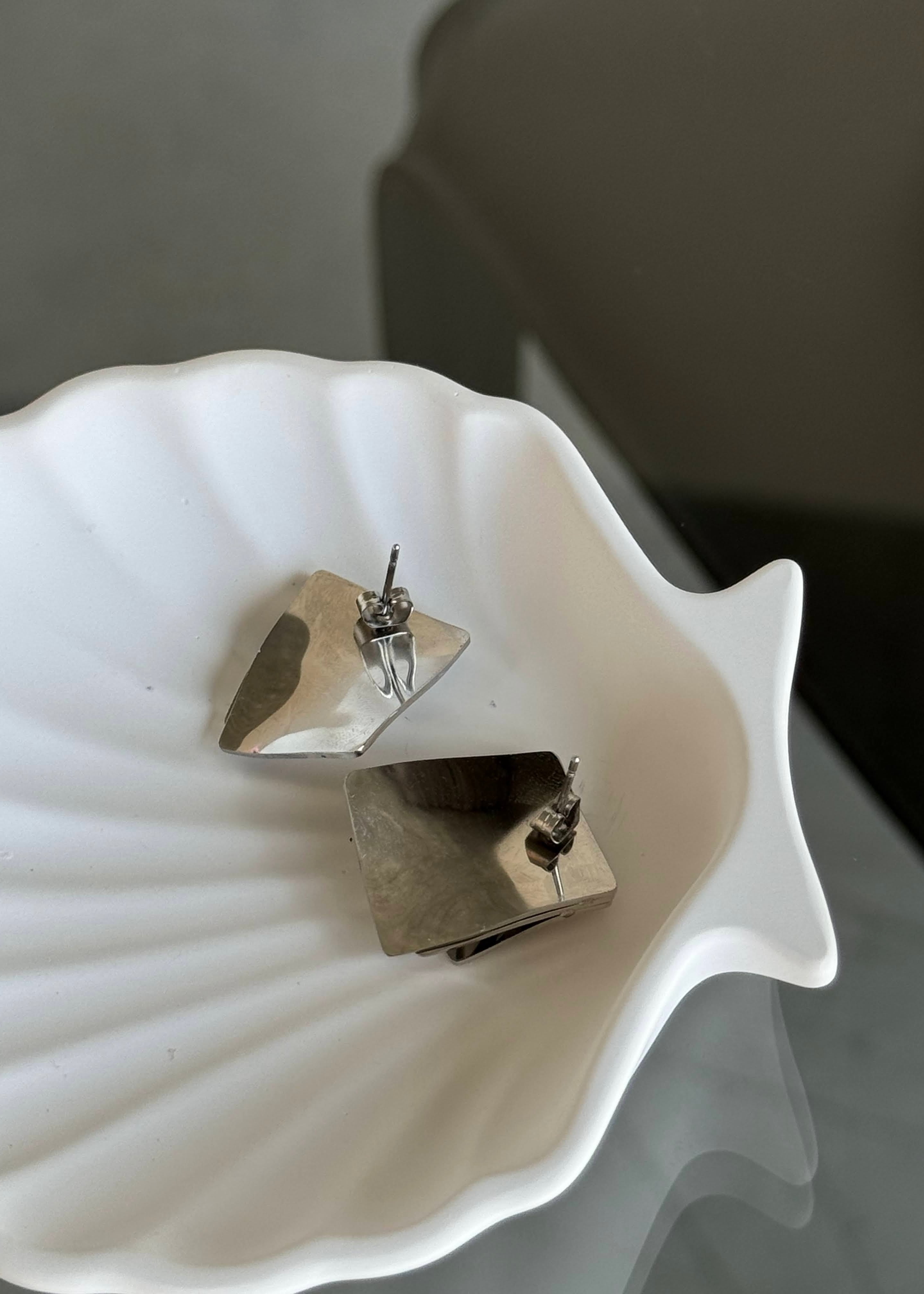 Squares earrings gilded in 925 Silver