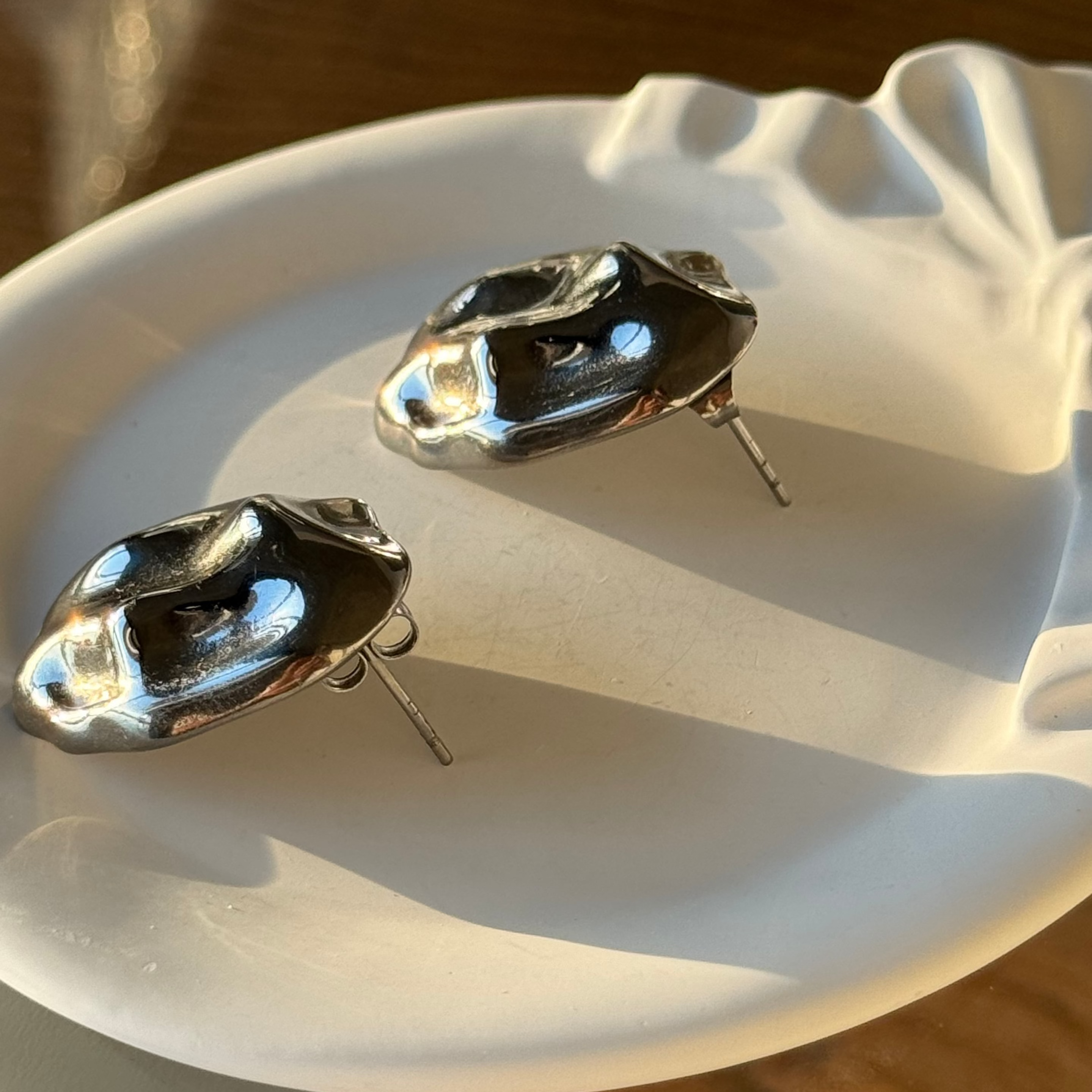 Round-shaped Drop Earrings gilded in 925 Silver